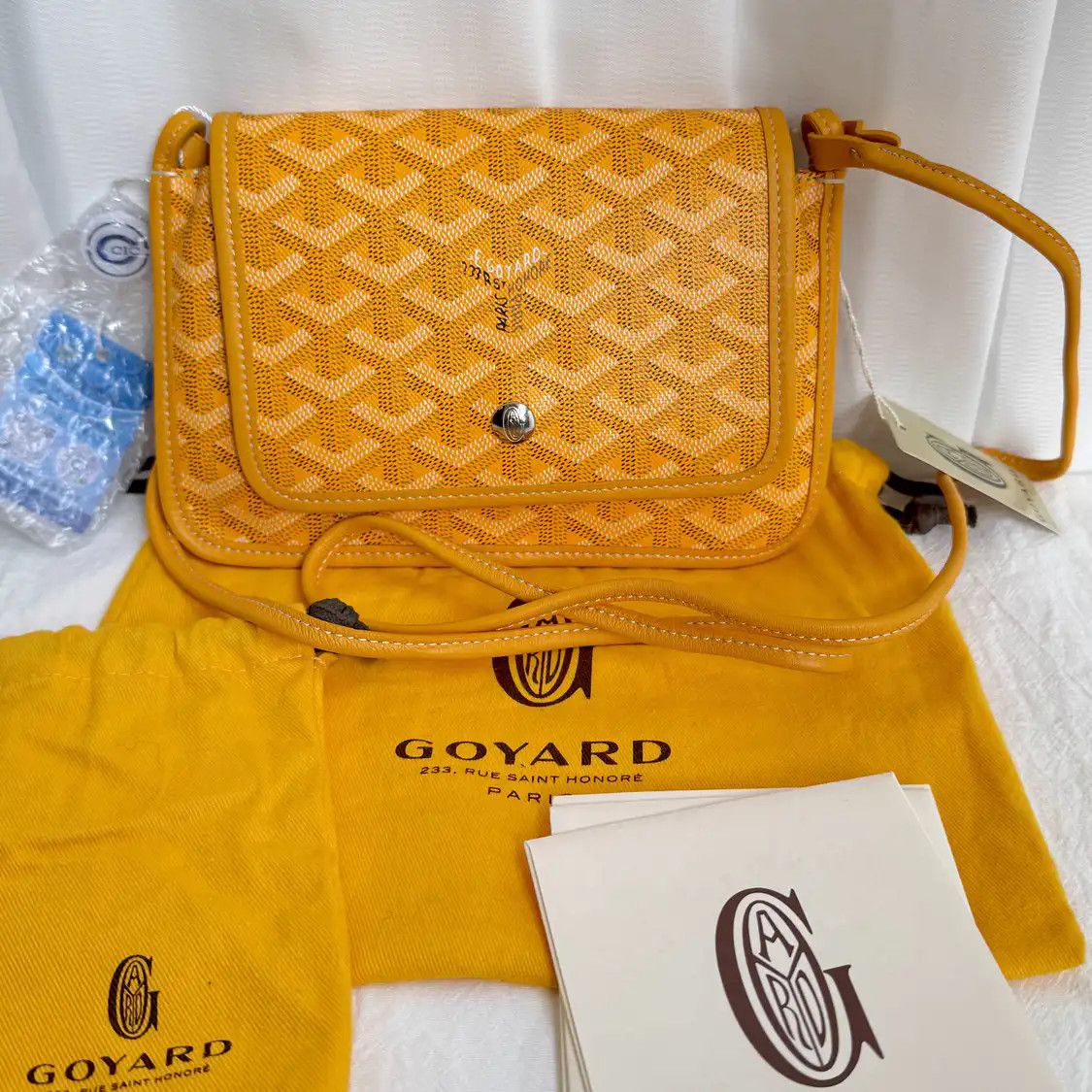 Goyard Plumet Yellow Coated Canvas Print Crossbody Bag, Women's
