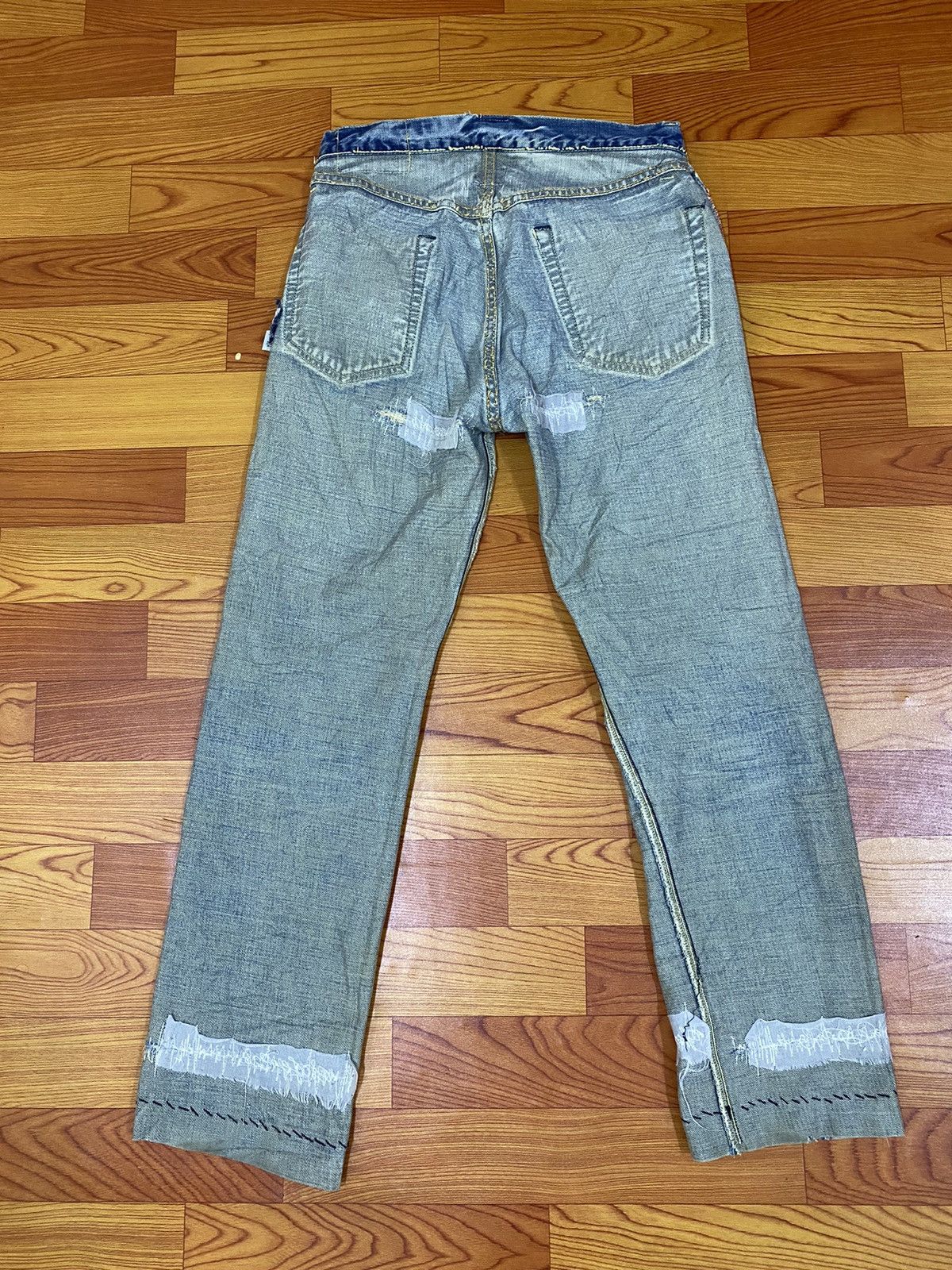 Blue Blue Japan Rare!! Blue Blue Jeans Denim Boro Distressed Style Size US 31 - 15 Thumbnail