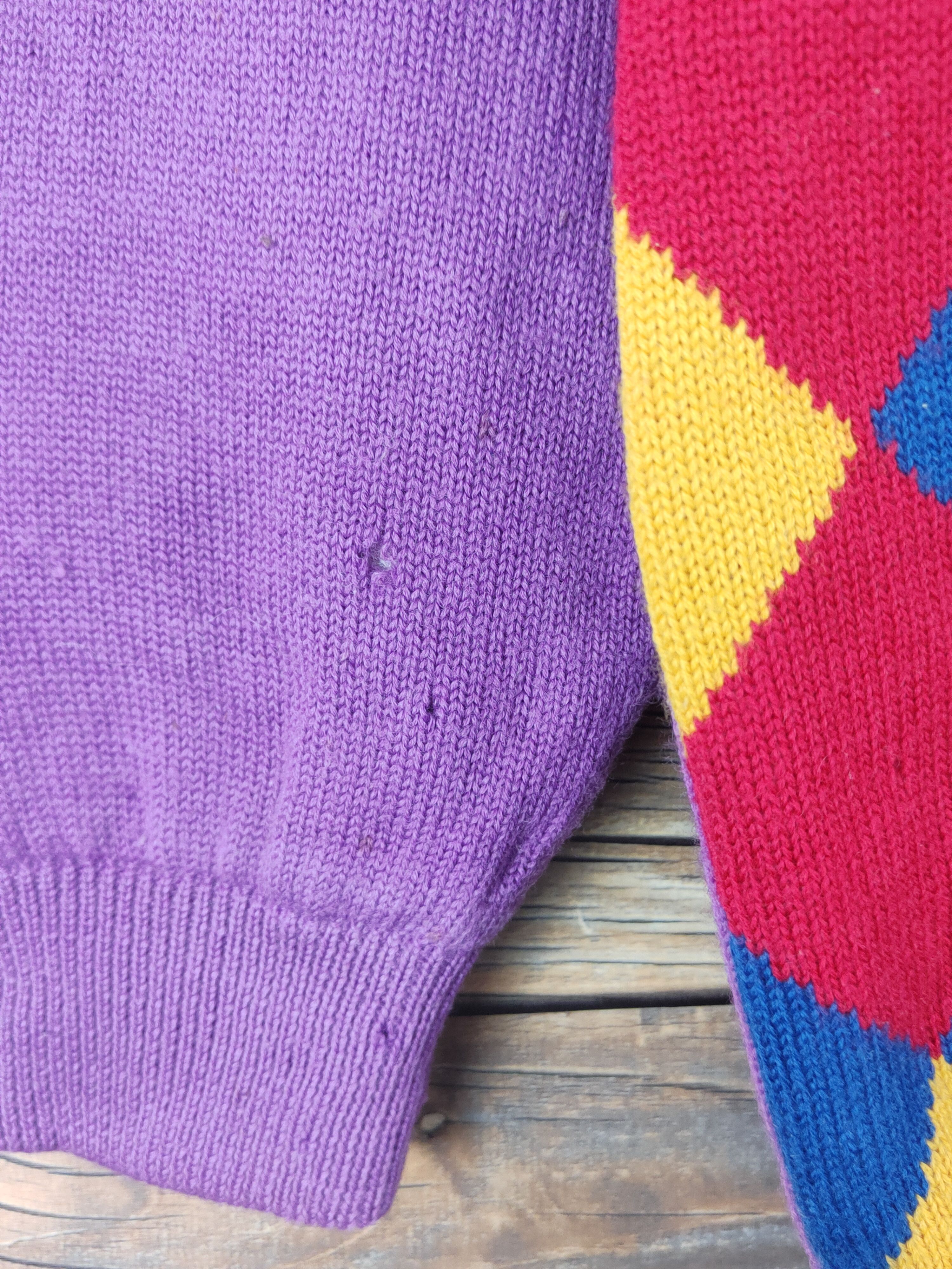 Vintage Bonheur Purple clown Knitwear Cardigan #W1813 Size US M / EU 48-50 / 2 - 8 Thumbnail