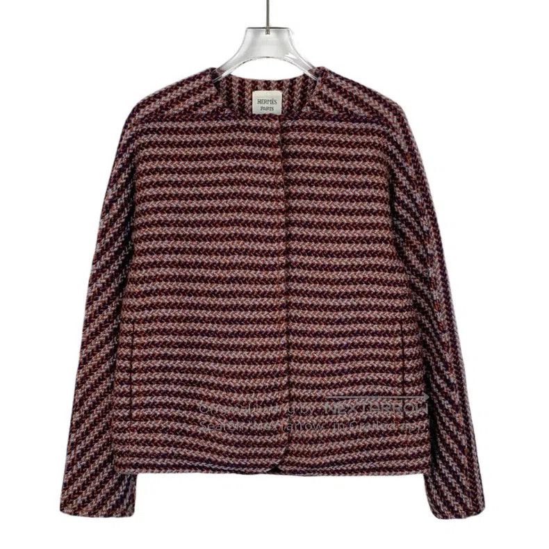 Hermes Hermes Color Block Wool Tweed Knitted Long Sleeve Jacket Size XXS / US 00 / IT 34 - 1 Thumbnail