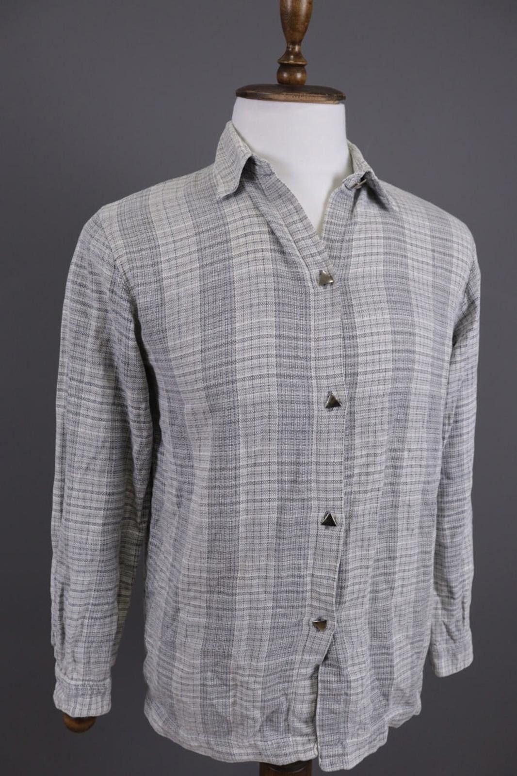 Designer Versace Sport Gray Check Textured Button Down Shirt Size 44 Size US M / EU 48-50 / 2 - 4 Thumbnail
