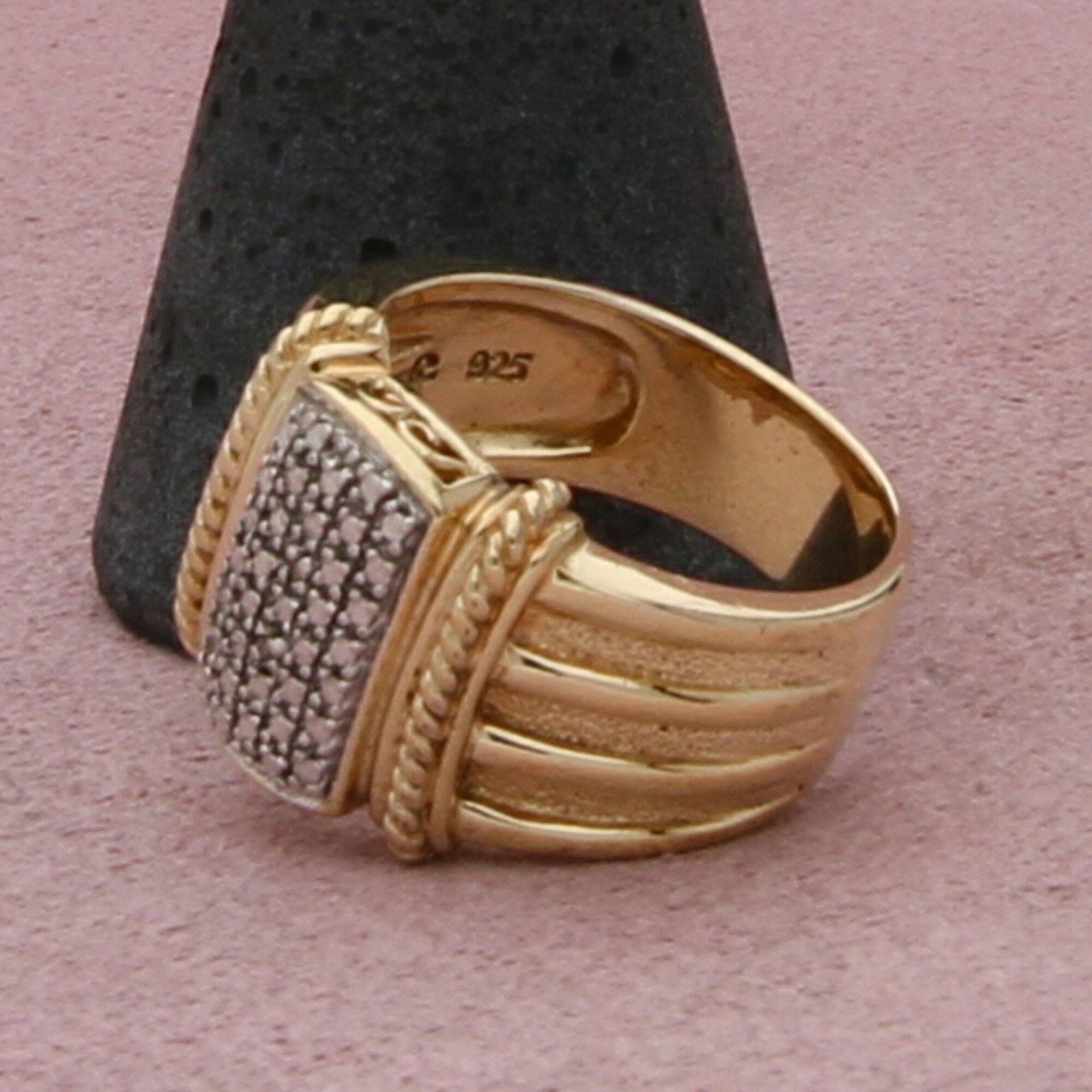 Sterling Silver sterling silver gold plate diamond chip ring size 7.75 Size ONE SIZE - 3 Thumbnail