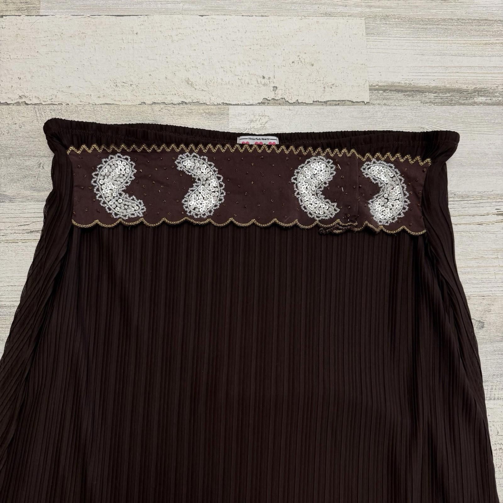 Designer Trixxi brown indie boho Paisley fairy skirt xl Size 40" / US 18 - 3 Thumbnail