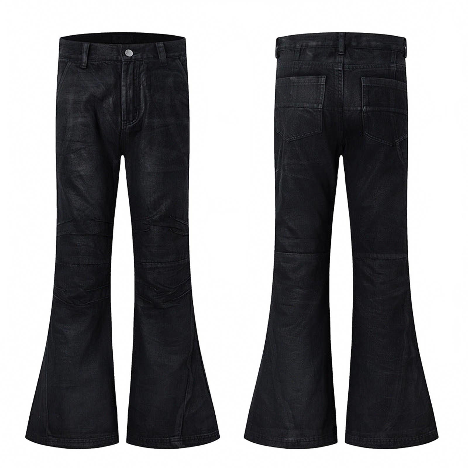 Japanese Brand Black Flared Denim Jeans, Wide Leg Stacked Jeans Size US 30 / EU 46 - 4 Thumbnail