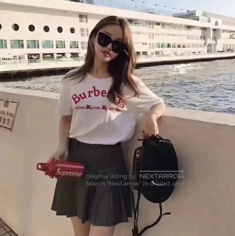 Burberry Spring White Cotton Embroidered T-Shirt.