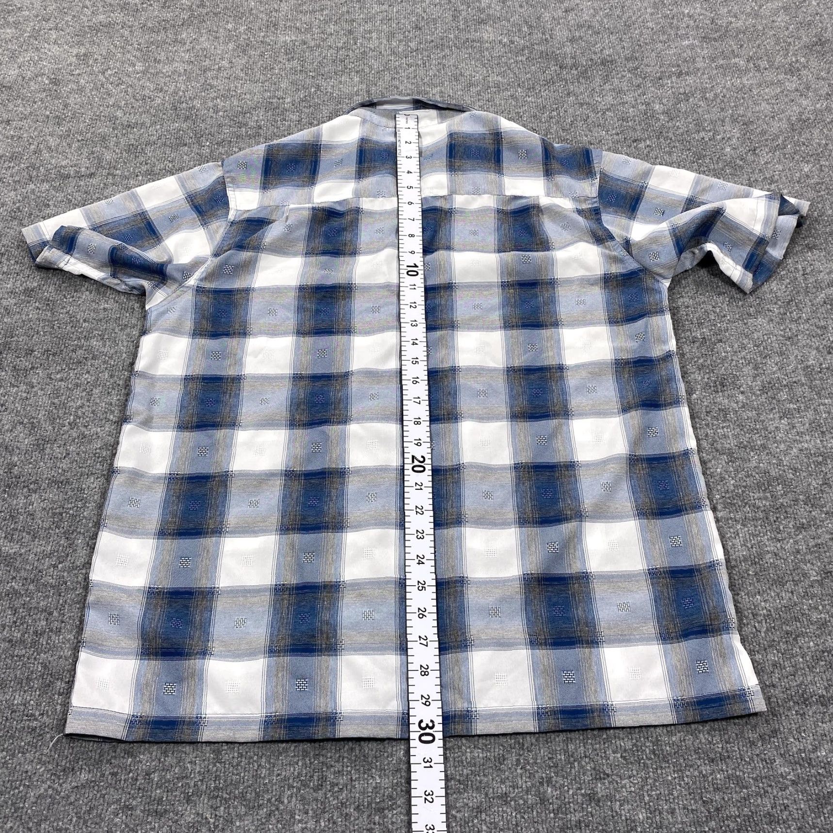 Haggar Haggar Shirt Mens Medium Blue Plaid Short Sleeve Button Up Casual Polyester Size US M / EU 48-50 / 2 - 6 Thumbnail