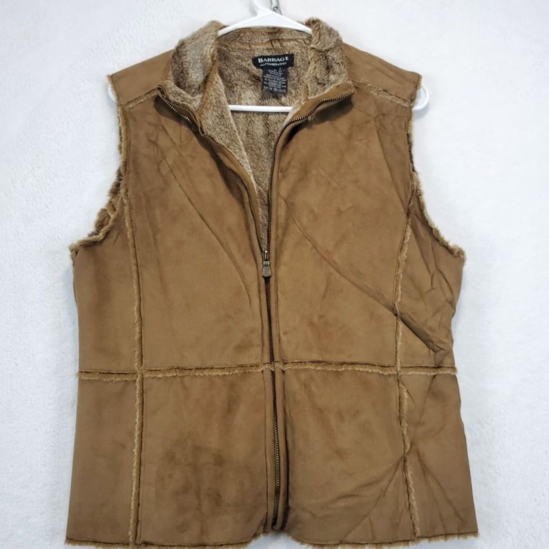 Vintage VTG Barrage Authentic Womens Vest Faux Suede Leather Fur Lined Full Zip Pockets 90s Gorpcore Y2K Vintage Brown M Women's Vest Size M / US 6-8 / IT 42-44 - 4 Thumbnail