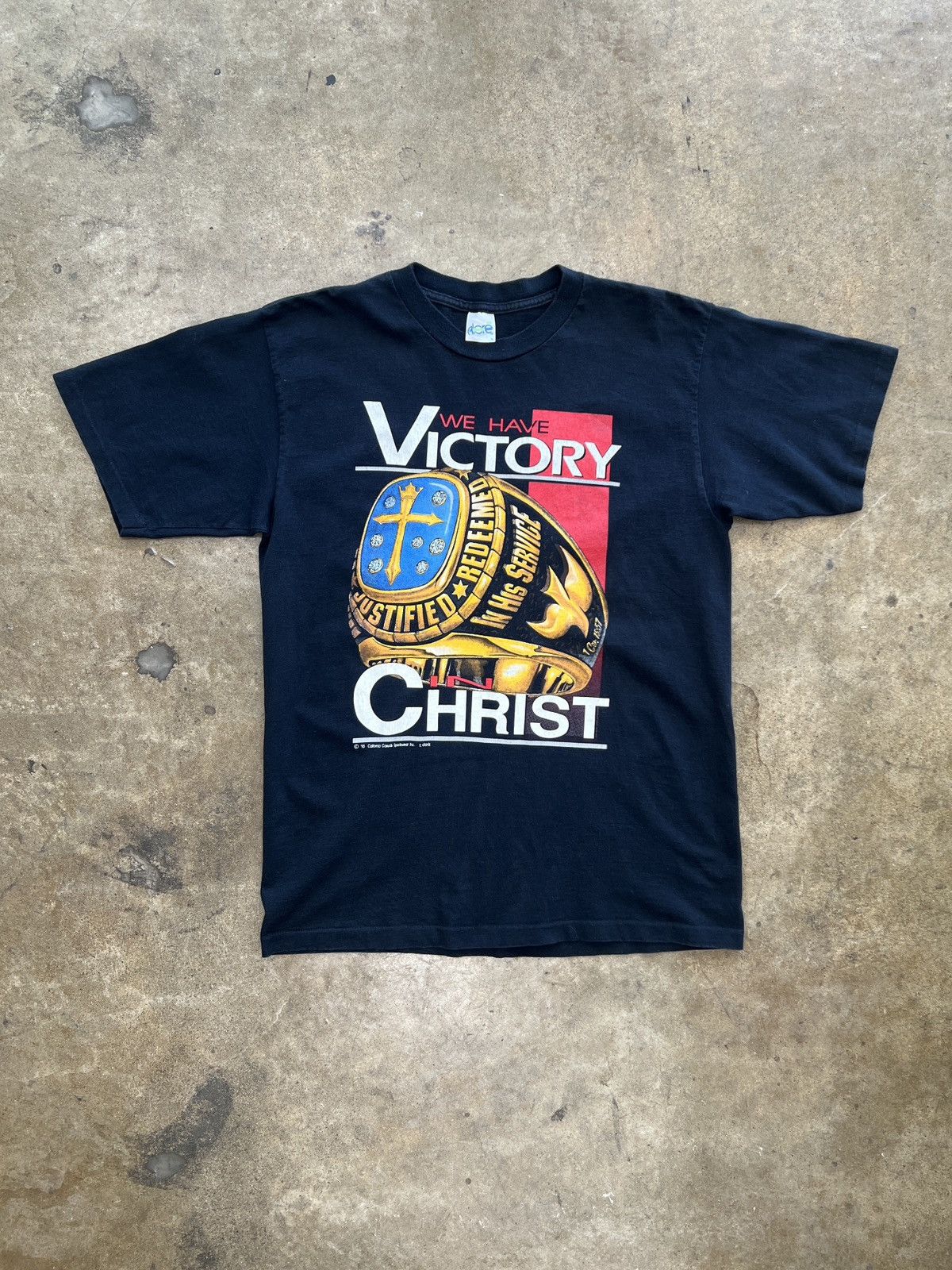 Vintage Vintage 1993 Victory in Christ Champion Jesus Ring Tee Large Size US L / EU 52-54 / 3 - 2 Thumbnail