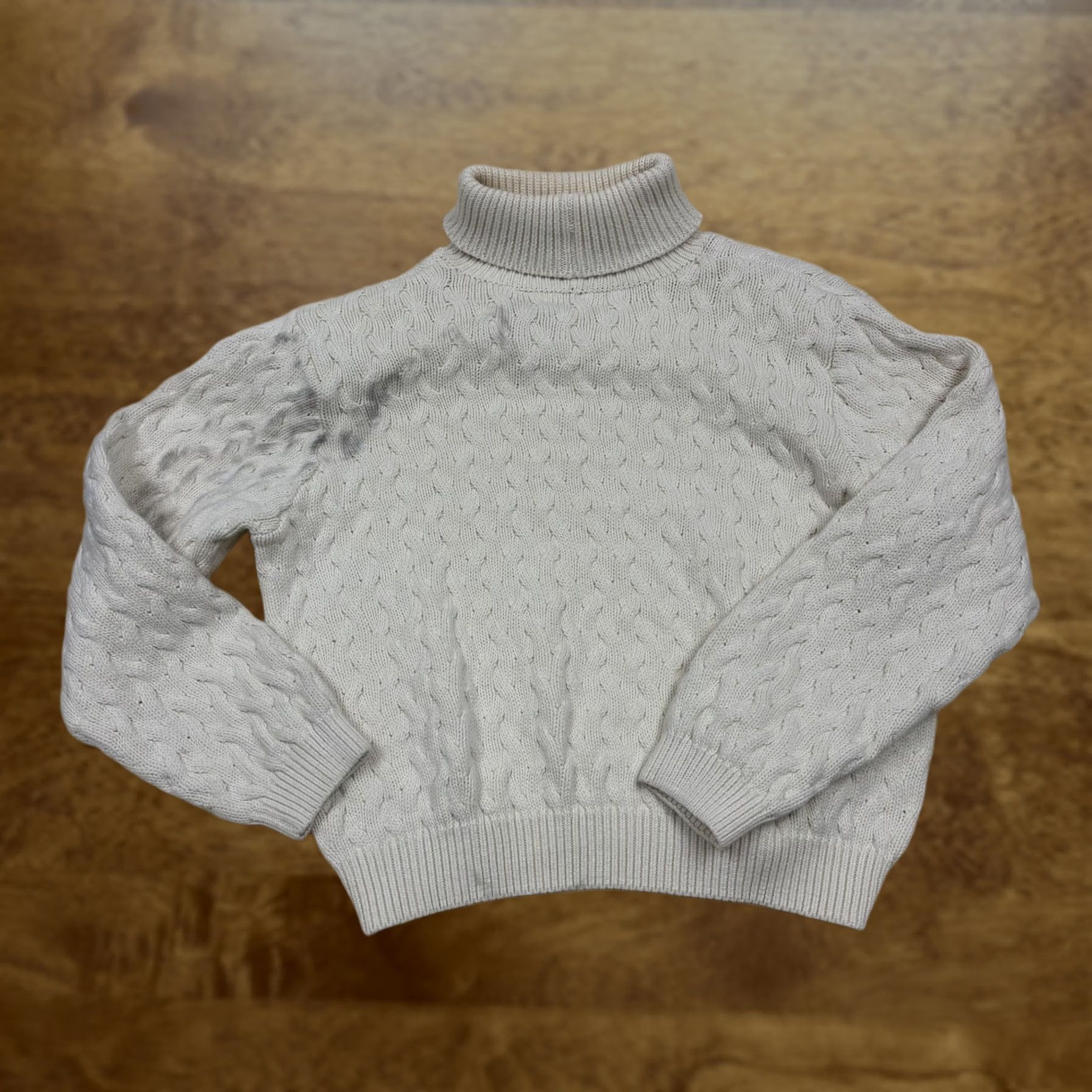 CO VINTAGE Willis & Co Sweater Womens Petite Medium White Cable Knit Turtleneck Size M / US 6-8 / IT 42-44 - 1 Thumbnail