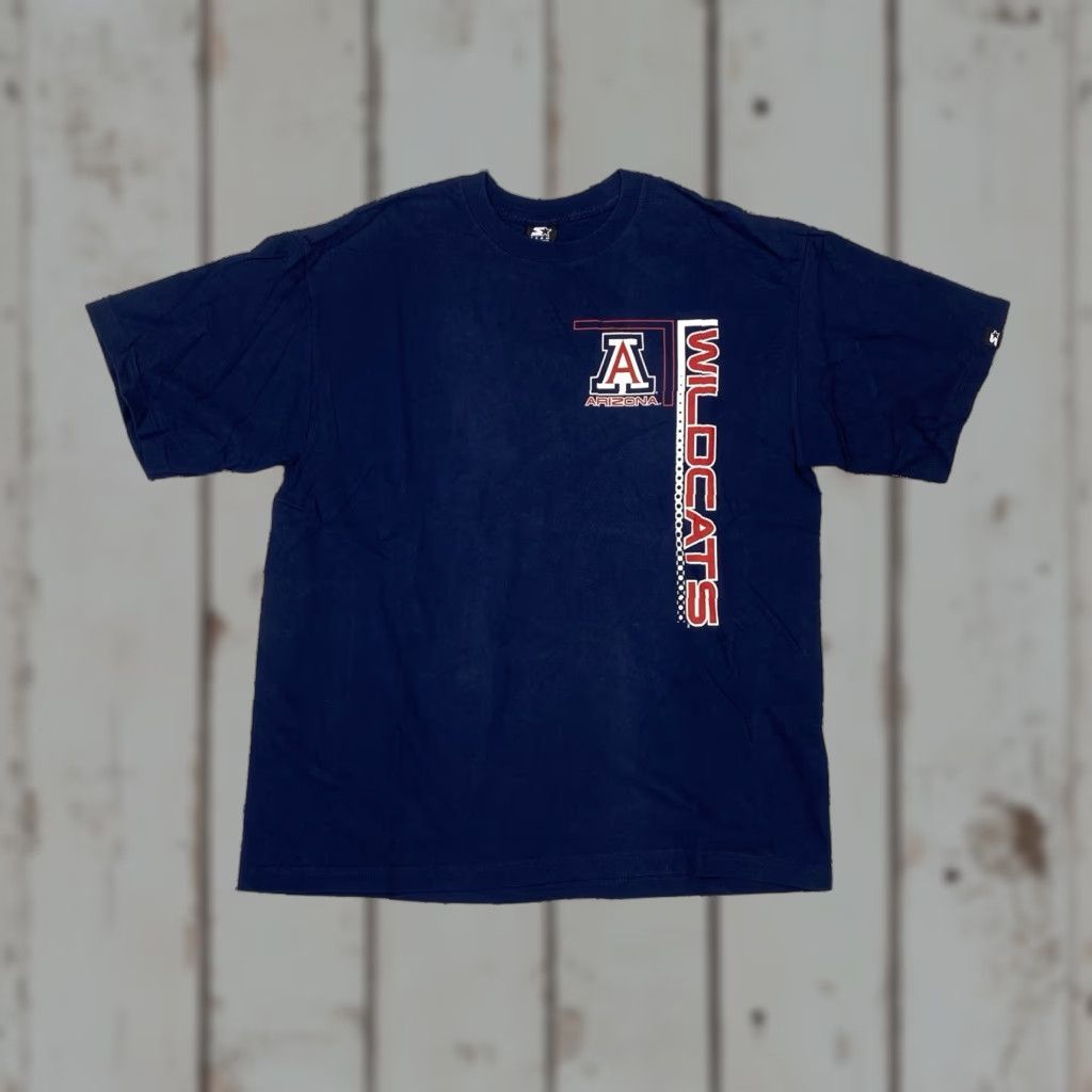 Starter VINTAGE Starter Arizona Wildcats T Shirt L Blue 90s Mens Regular Crew Neck Short Sleeve Graphic Print Cotton Down Logo - Size US L / EU 52-54 / 3 - 1 Thumbnail