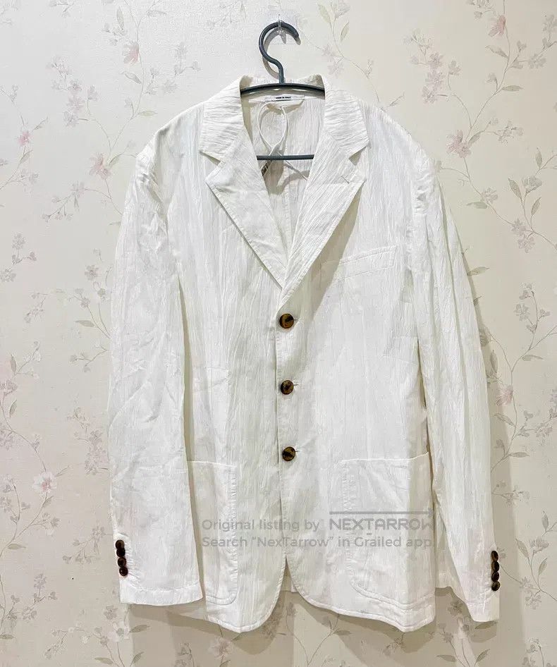Hermes Hermes Off-White Linen Pleated Blazer Jacket Size 48R - 1 Thumbnail