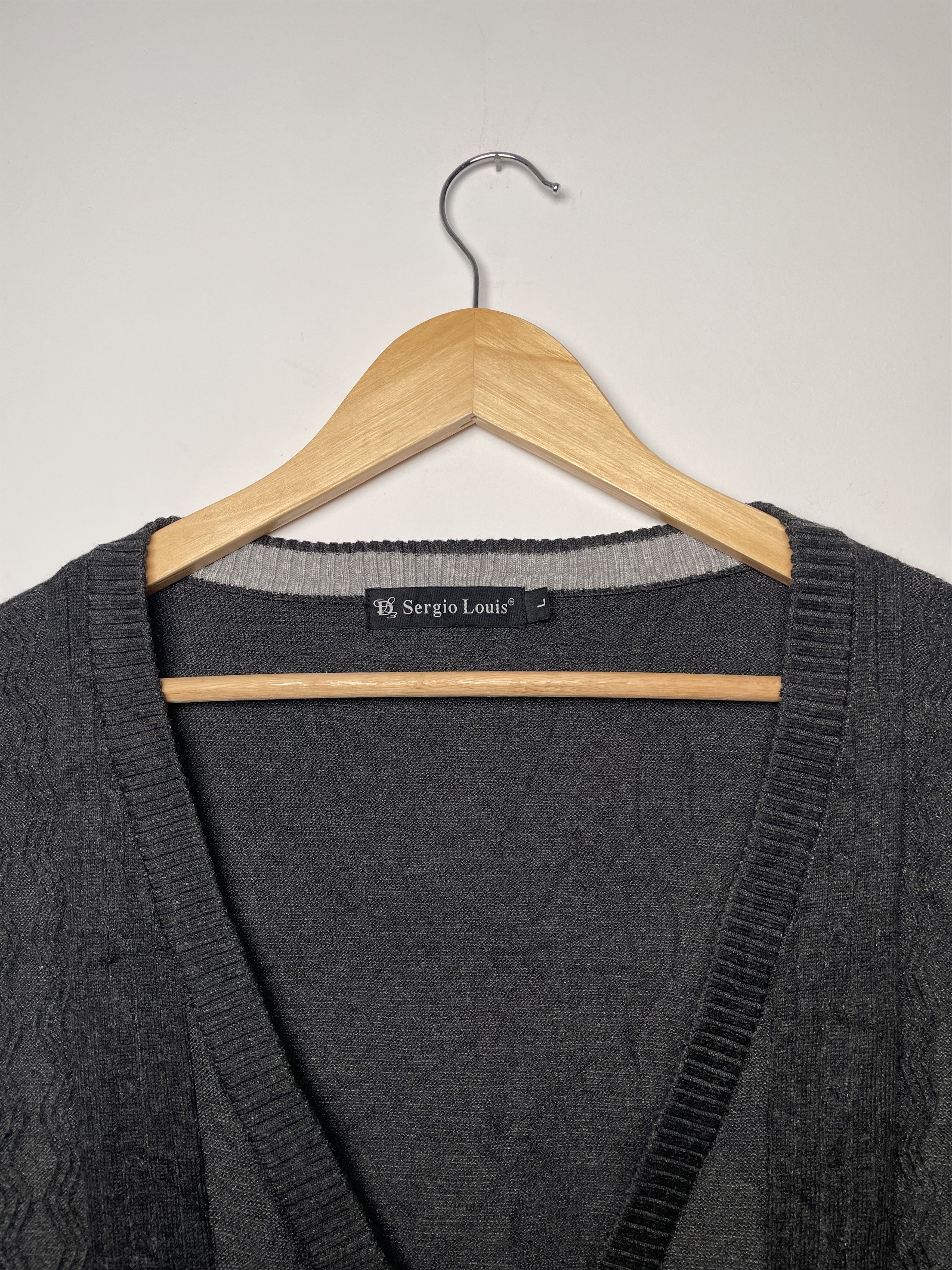 Other Sergio Louis L Charcoal Grey Knit Sweater Vest Size US L / EU 52-54 / 3 - 3 Thumbnail