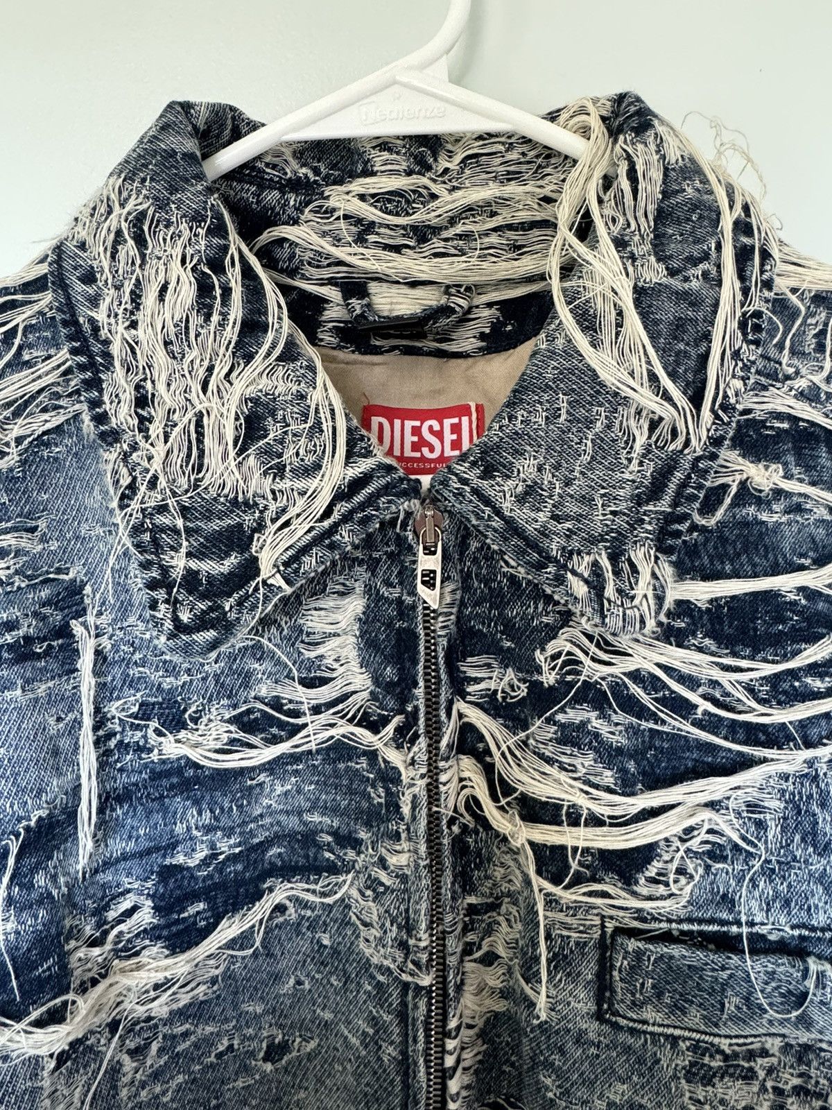 Diesel Diesel Distressed Denim Zip-Up Jacket Size US L / EU 52-54 / 3 - 3 Thumbnail