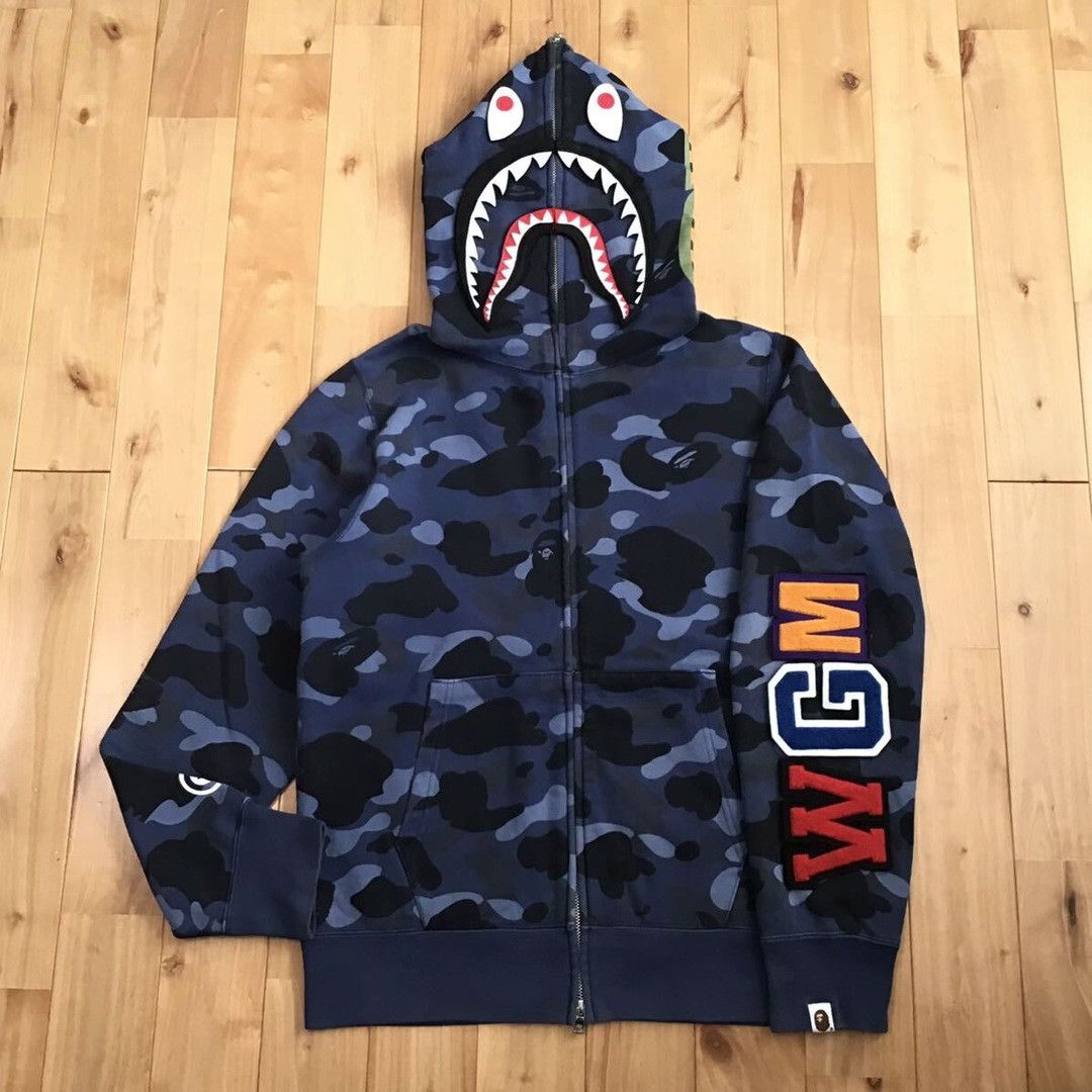 Bape BAPE DETACHABLE Shark Full Zip Hoodie Blue camo Size US M / EU 48-50 / 2 - 2 Thumbnail