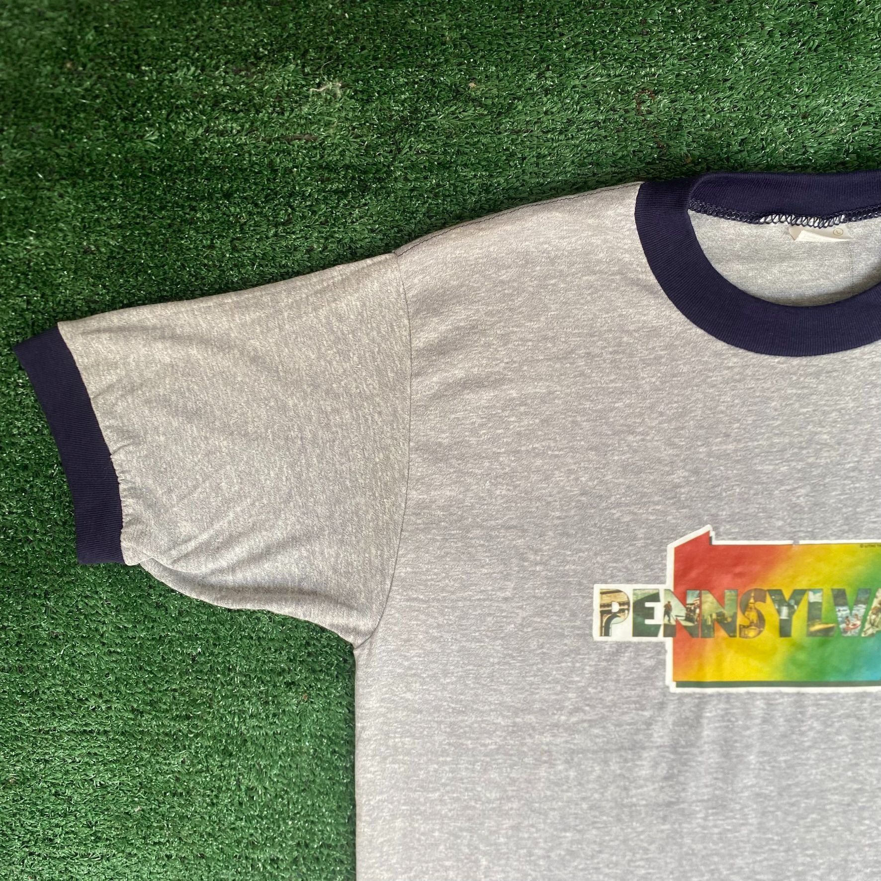 Vintage Vintage 80s Pennsylvania Ringer Shirt Retro State Map Tee Size US L / EU 52-54 / 3 - 2 Thumbnail