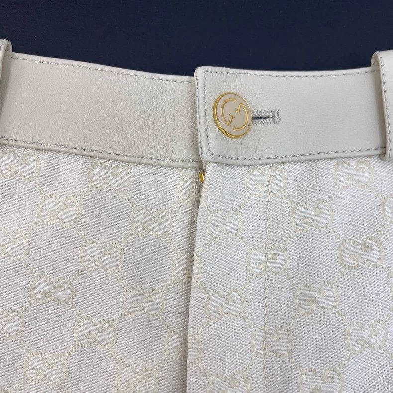 Gucci Gucci Beige leather stitching design full logo shorts 2502- Size US 38 / EU 54 - 7 Thumbnail
