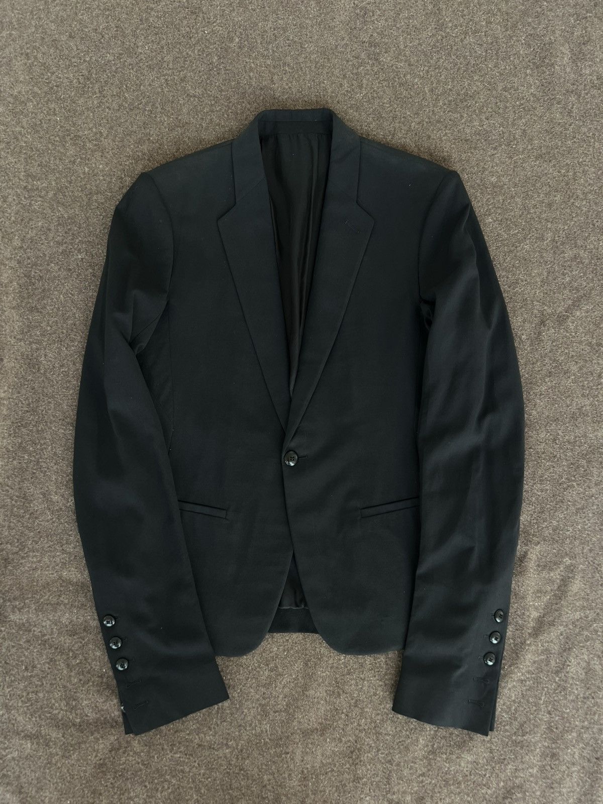 Pre-owned Rick Owens Fw15 Sphinx Cropped Blazer In Black