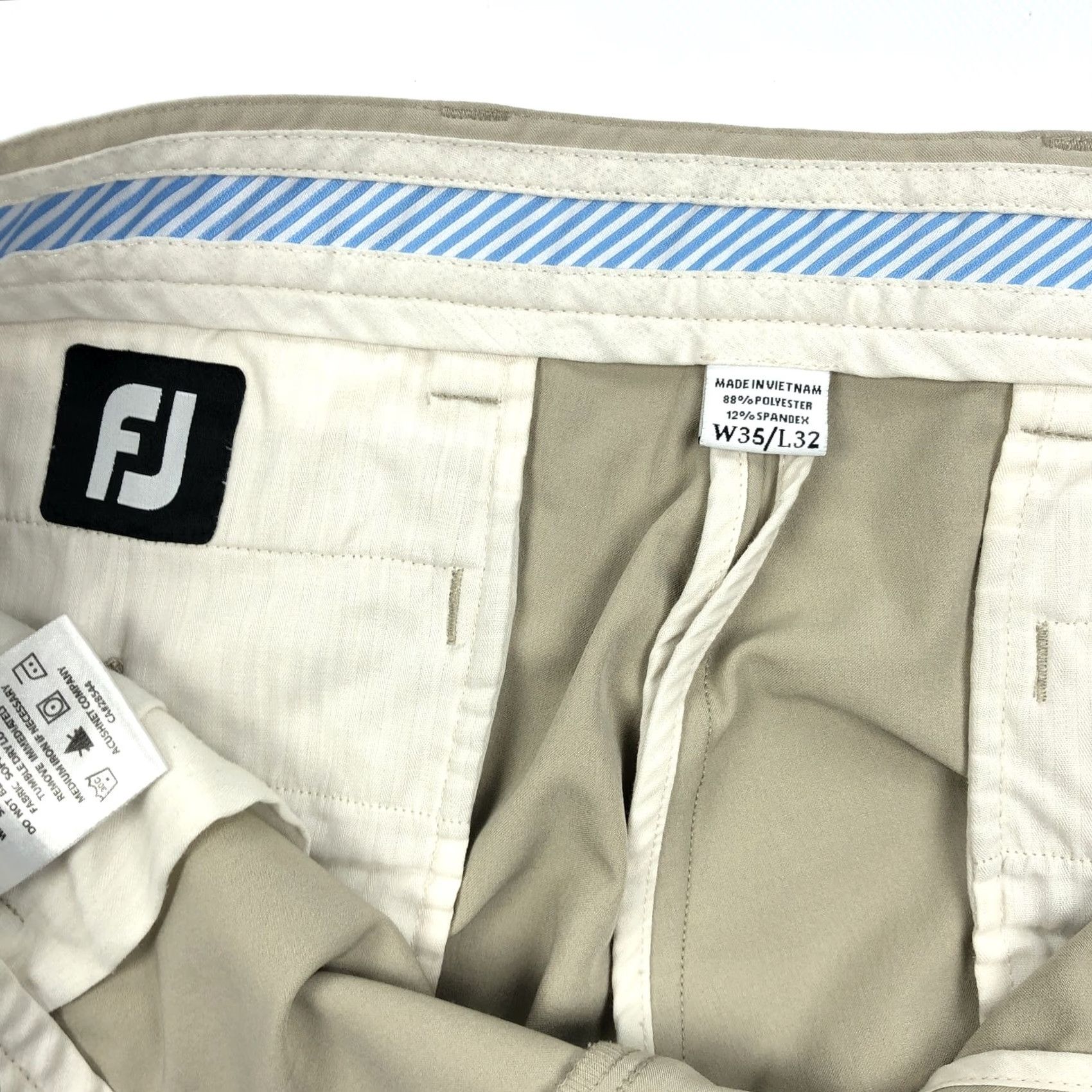 Footjoy FootJoy Men's Khaki Flat Front Performance Golf Pants 35x30 Stretch Classic Shirt Pants Shoe? Size US 35 - 6 Thumbnail