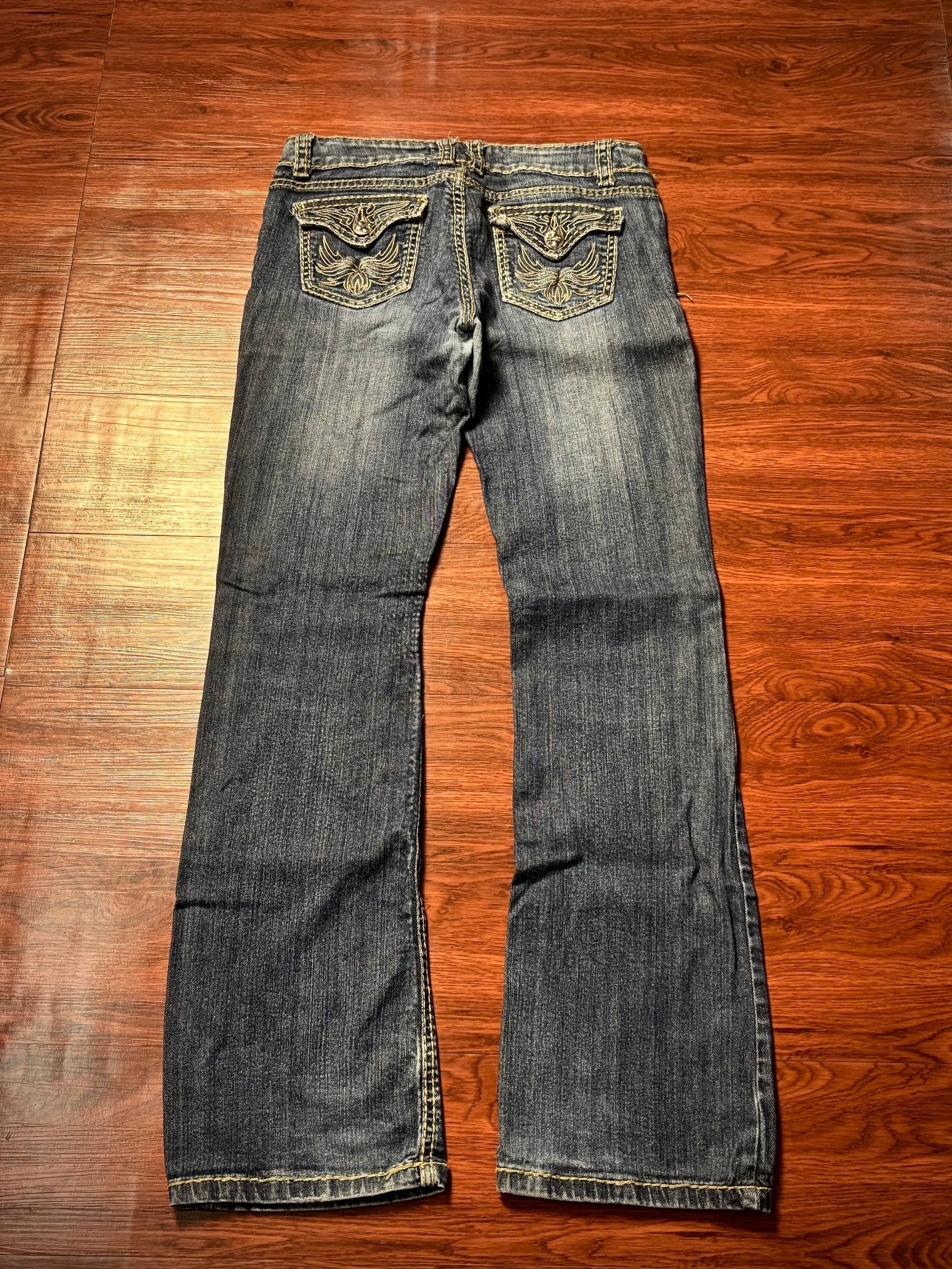 Miss Me Vintage Y2K Miss Chic Phoenix Flap Pocket Flare Denim Pants Size 30" / US 8 / IT 44 - 1 Thumbnail