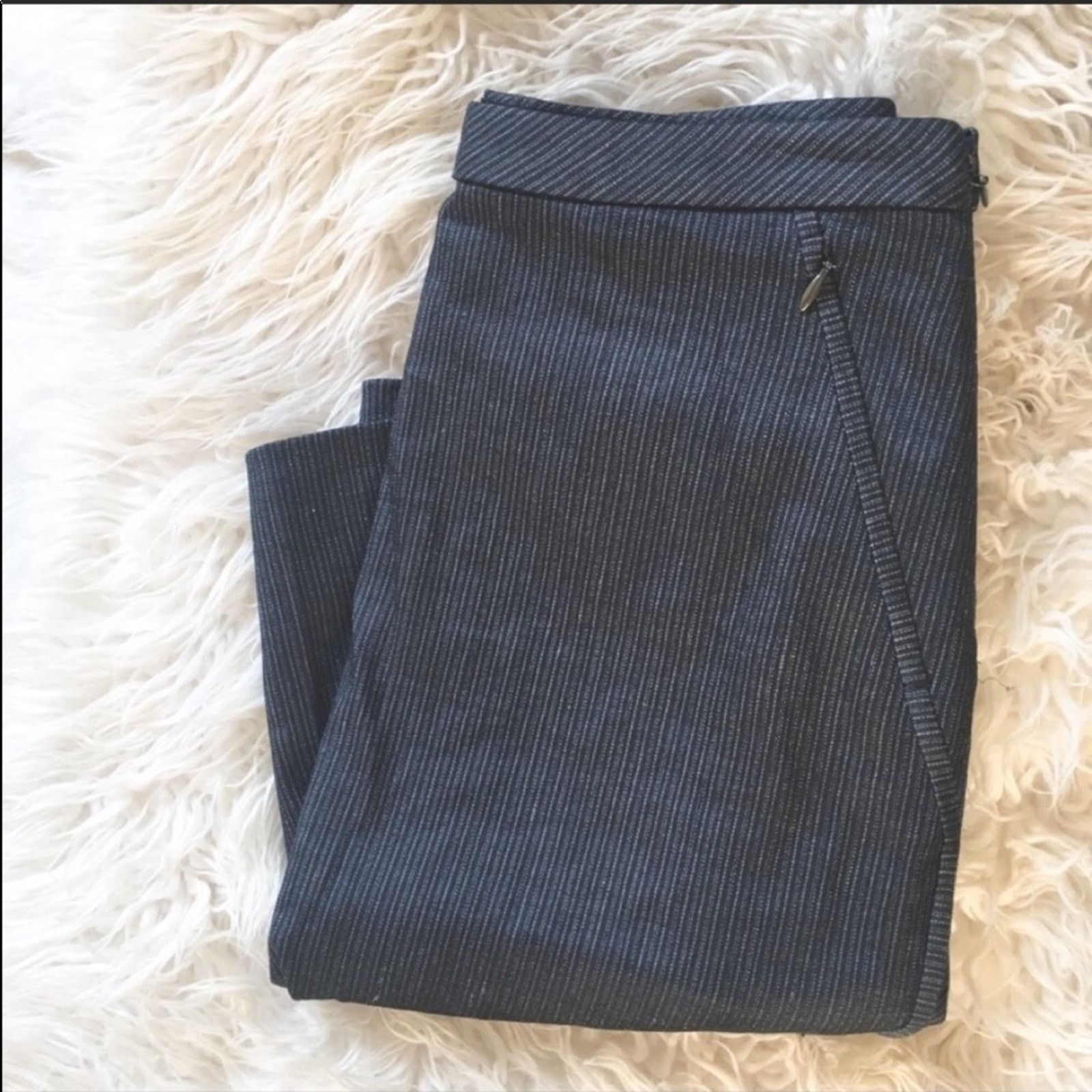 Elie Tahari NEW Elie Tahari Navy Blue Striped Lined Pencil Mini Skirt Size 25" / US 0 / IT 36 - 3 Thumbnail