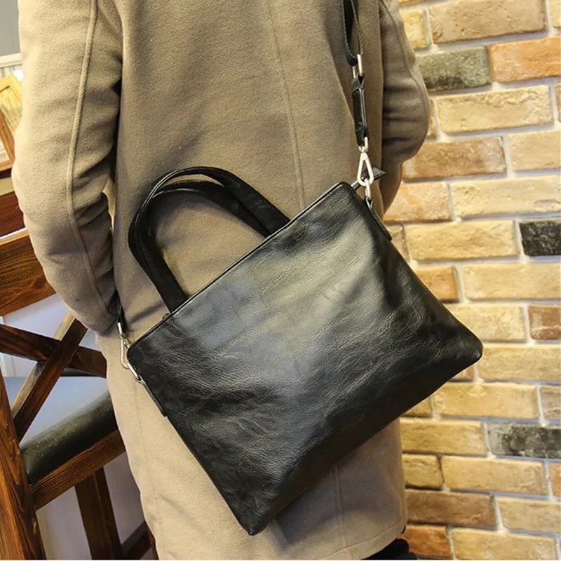 Shoulder Messenger Bag in Black, Men's