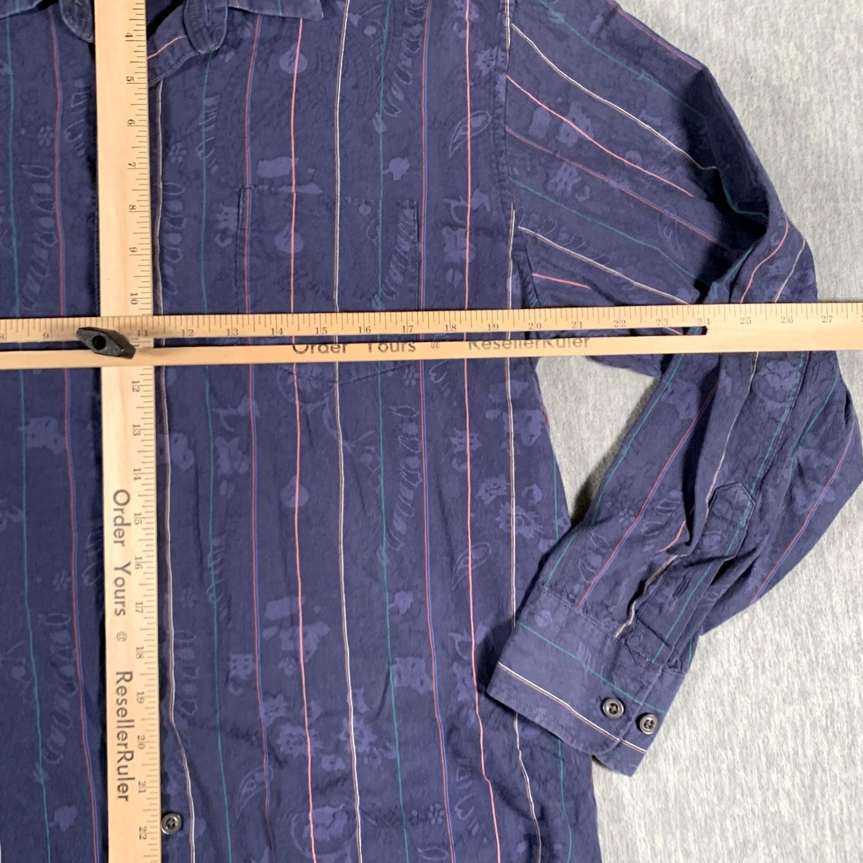 Tommy Bahama Tommy Bahama Shirt Mens Large Blue Cotton Silk Stripe Floral Button Front Size US L / EU 52-54 / 3 - 7 Thumbnail