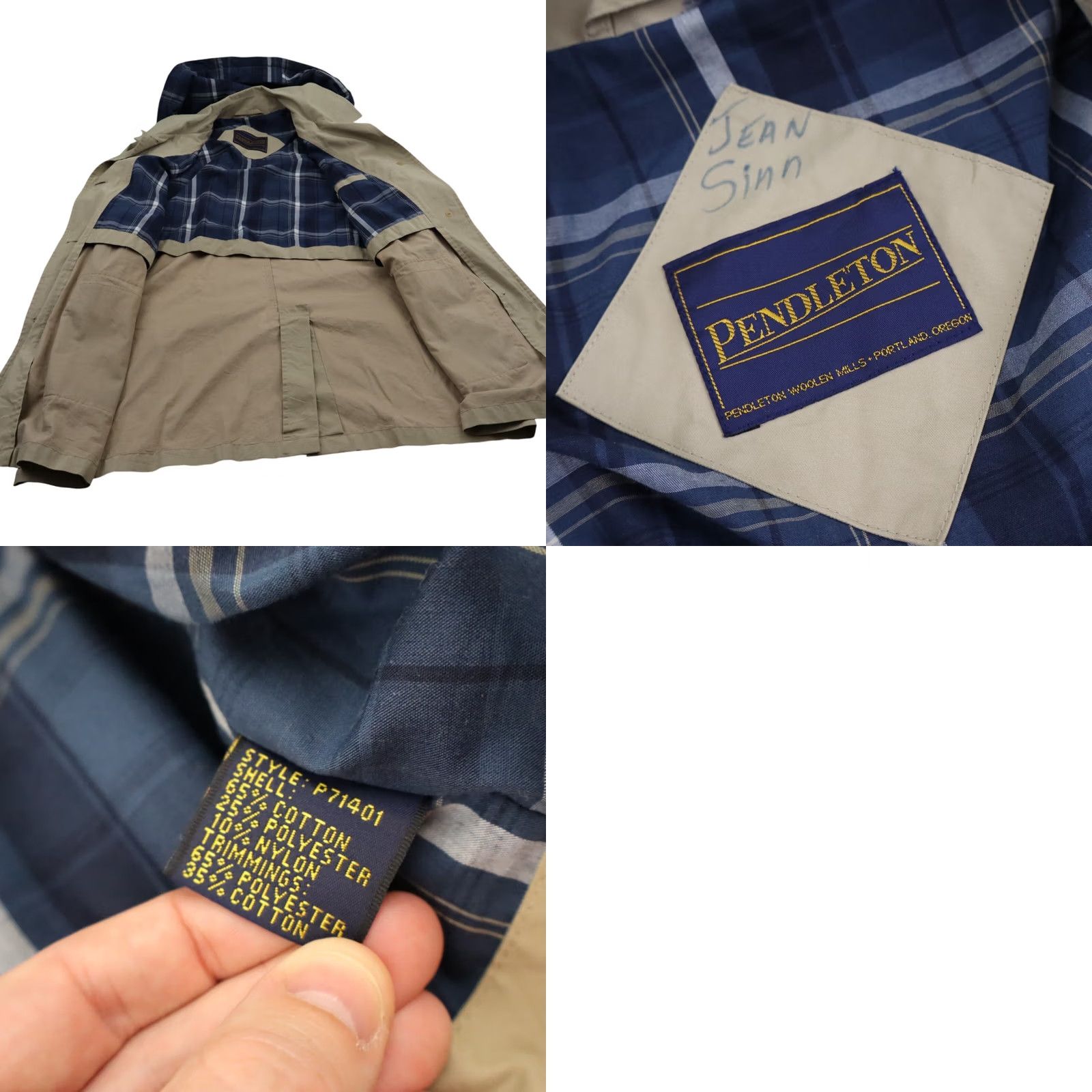 Pendleton VINTAGE Pendleton Rain Coat Overcoat Chore Jacket Womens Large Beige Sherpa-Softshell Hooded Water Resistant Jacket Women's L Rain Coat Size L / US 10 / IT 46 - 8 Thumbnail