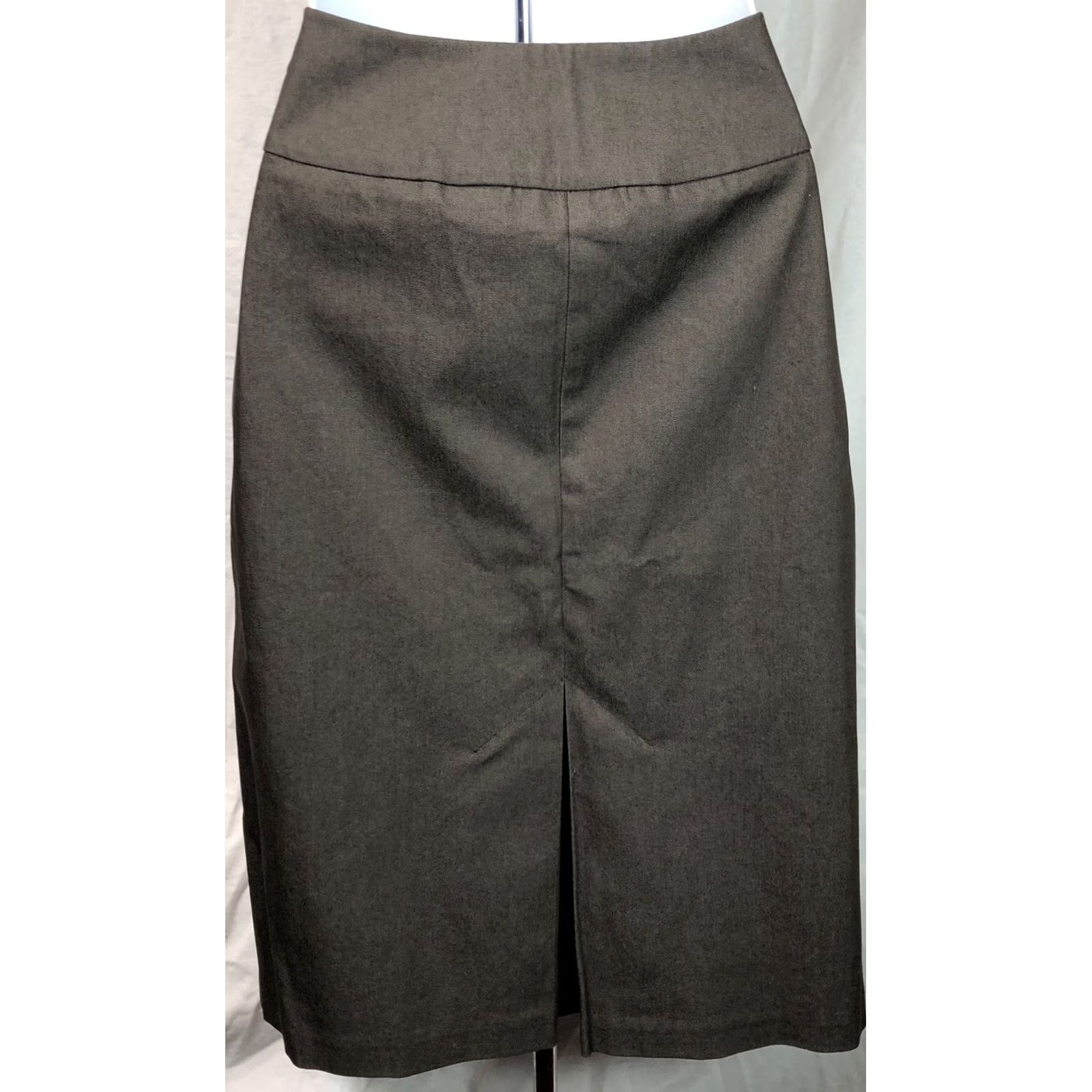 Vintage New York & Co Skirt Size 2 Dk Taupe Knee Length Panel Pleats Slit 28”W Career Work Size 26" / US 2 / IT 38 - 4 Thumbnail