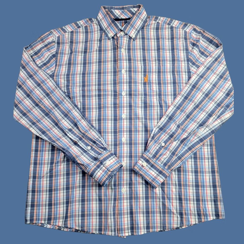 johnnie-O Johnnie-O Shirt Mens Medium Blue Orange Plaid Prep-Formance Long Sleeve Button Up Shirt Size US M / EU 48-50 / 2 - 1 Thumbnail