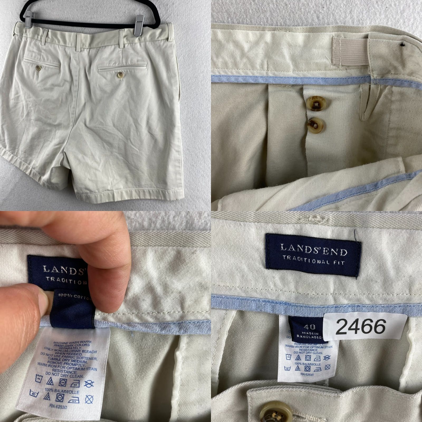 Lands' End Lands' End Shorts Mens 40 Beige Traditional Fit Chino Slash Pocket Pleated Front Size US 40 / EU 56 - 11 Thumbnail