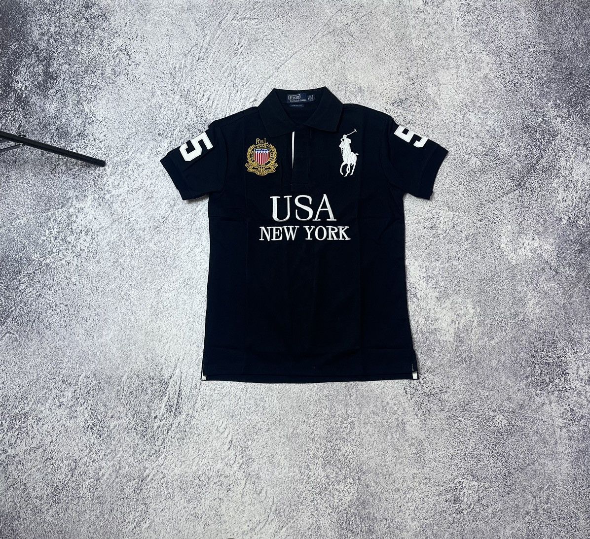 Polo Ralph Lauren ブラックポロシャツ NEW YORK y2k Ralph Lauren] 