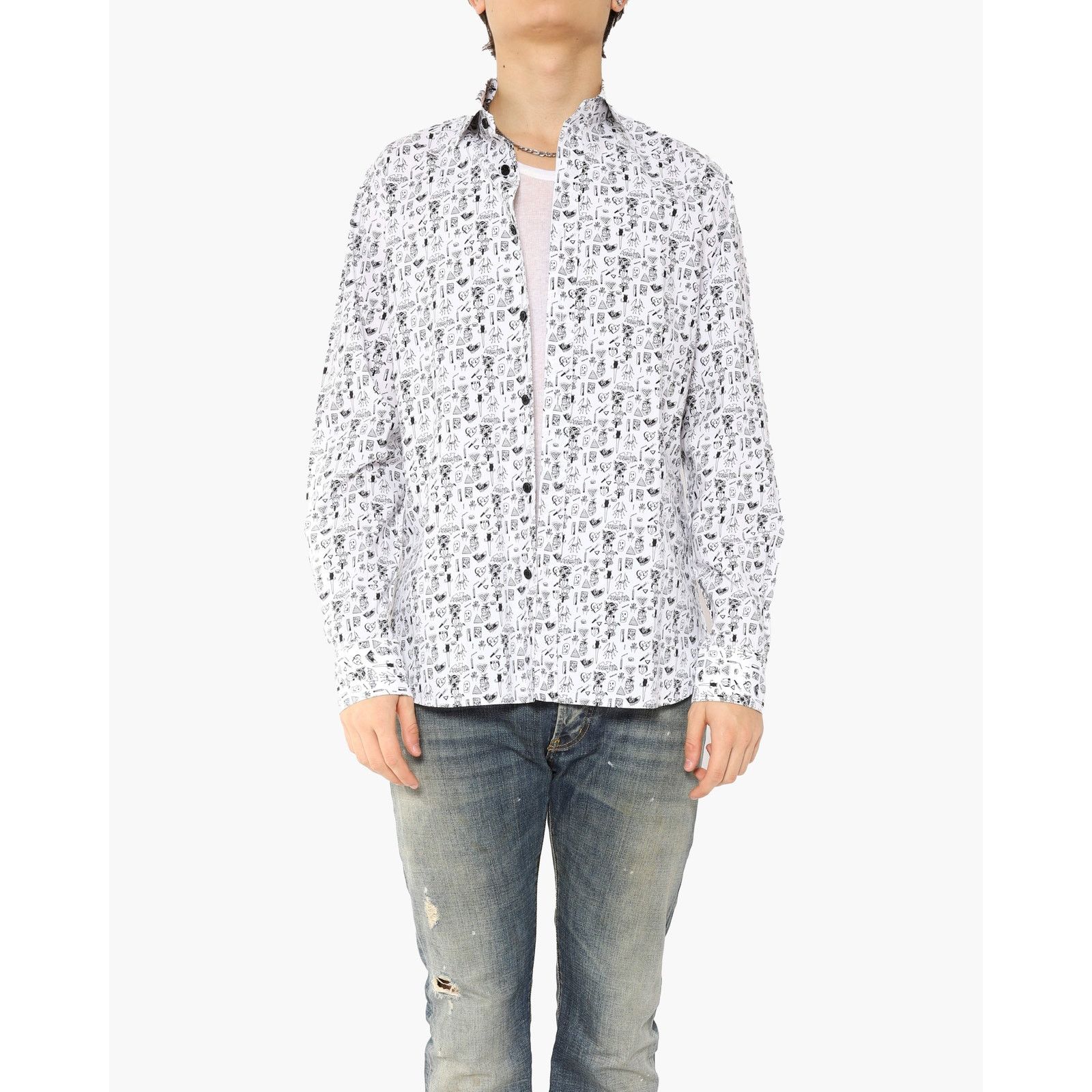 Saint Laurent Paris SS14 Symbol Printed Shirt in Cotton Size US L / EU 52-54 / 3 - 1 Thumbnail