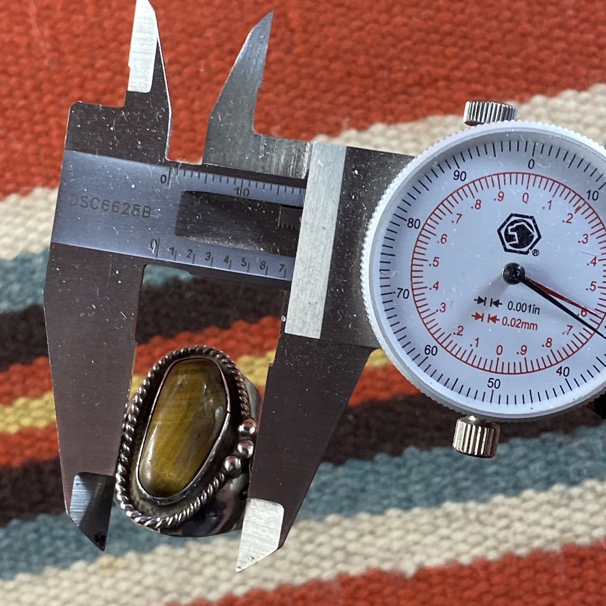 Kapital × Vintage Vtg 60s 70s Navajo Sterling Silver Tigers Eye Signet Ring Size ONE SIZE - 9 Thumbnail