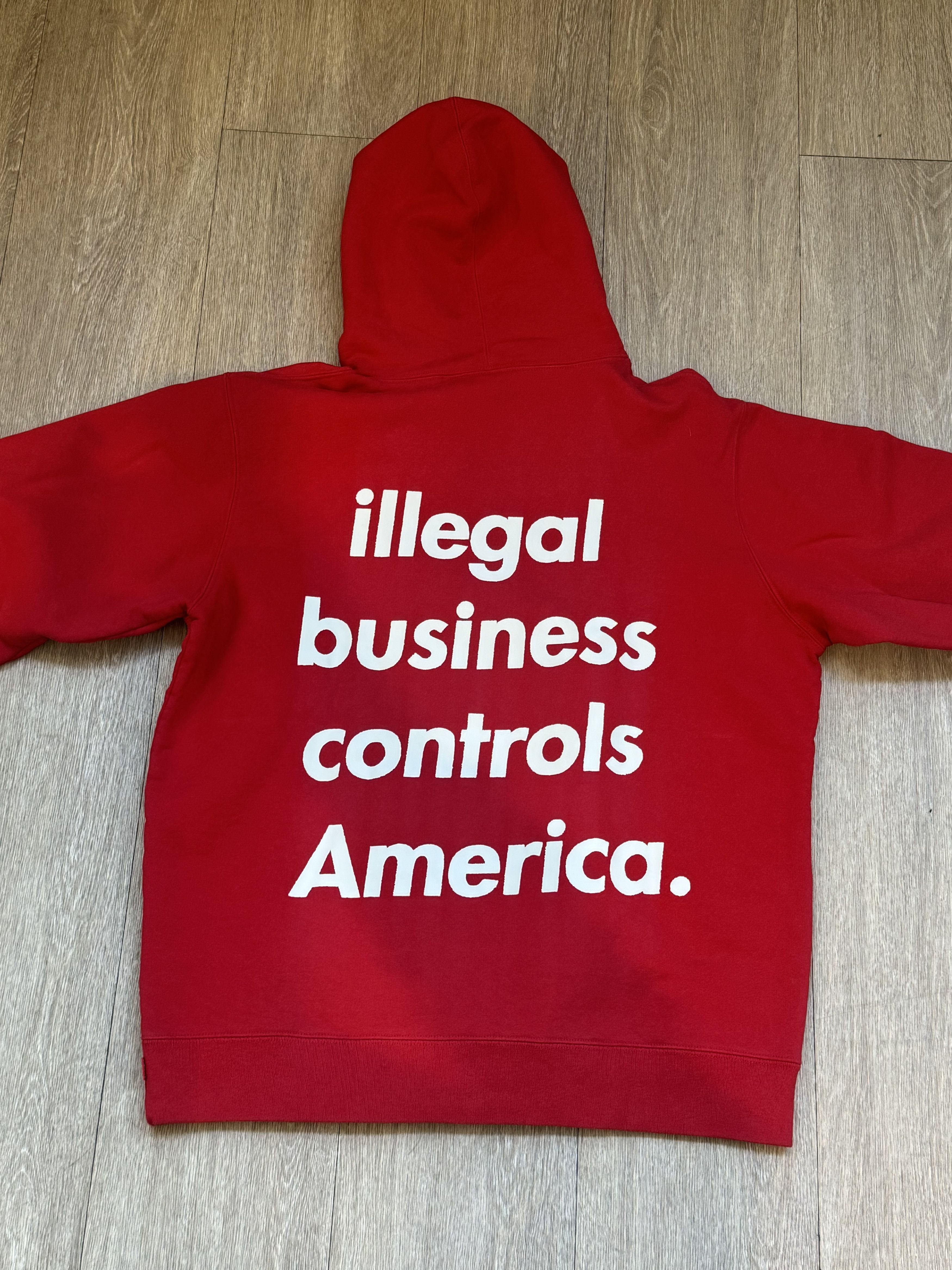Pre-owned Supreme Illegal Business Controls America Hoodie Ss18 In Red