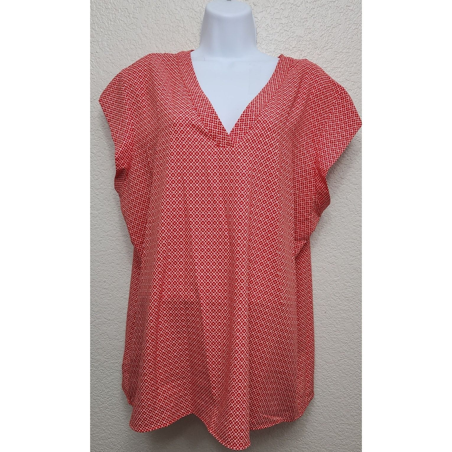 Other Hilary Radley Red White Geo Print Short Capped Sleeves XXL Size XXL / US 16-18 / IT 52-54 - 1 Thumbnail