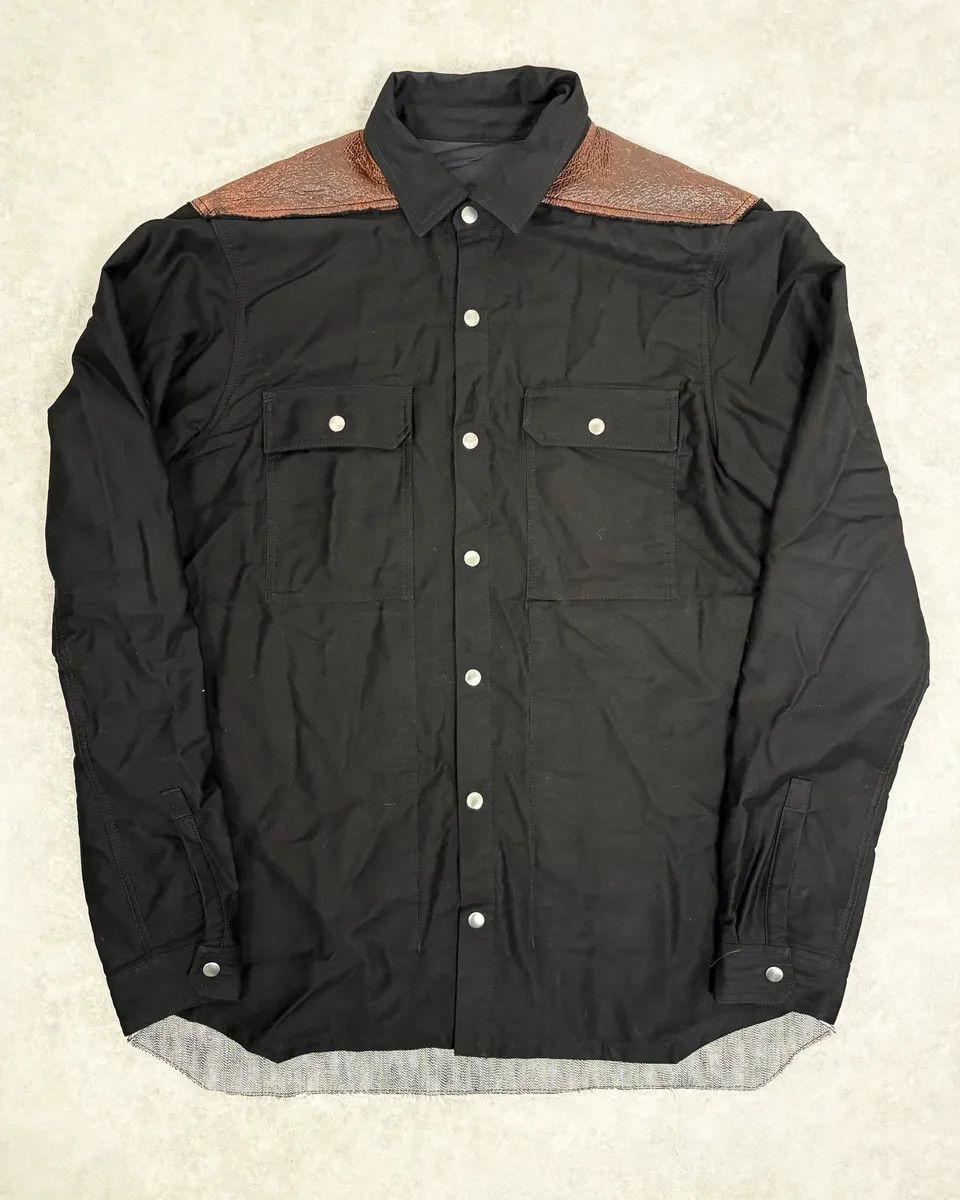 Rick Owens AW2019 Rick Owens Black Leather Back Panel Over Shirt Jacket Size US M / EU 48-50 / 2 - 1 Thumbnail