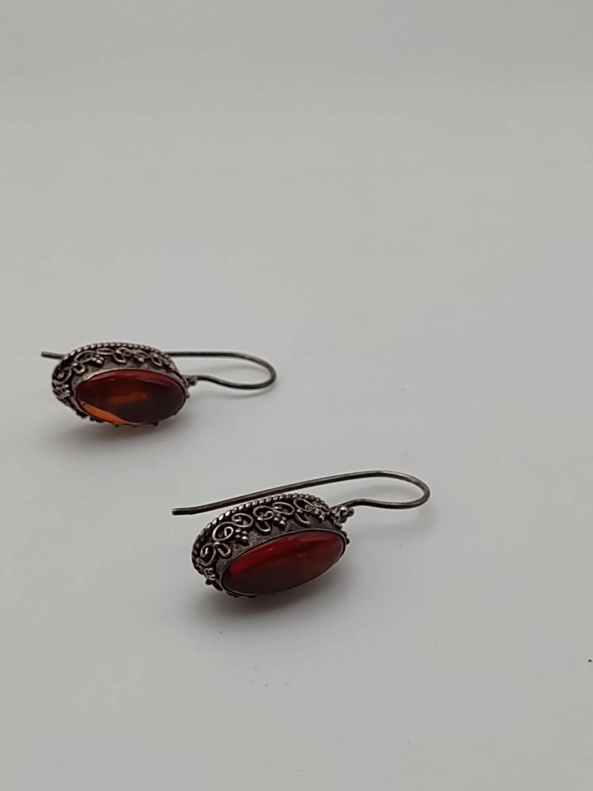 The Unbranded Brand 925 Israel Carnelian Filigree Drop Earrings Sterling Size ONE SIZE - 2 Thumbnail