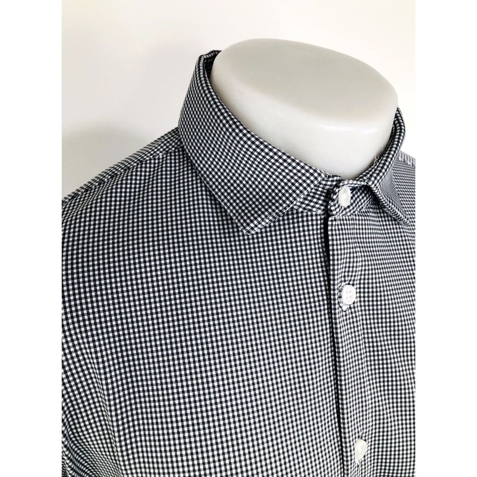 Mizzen+Main MIZZEN + MAIN Plaid Shirt Mens Lg Black / White Trim Fit EXCELLENT Size US L / EU 52-54 / 3 - 3 Thumbnail