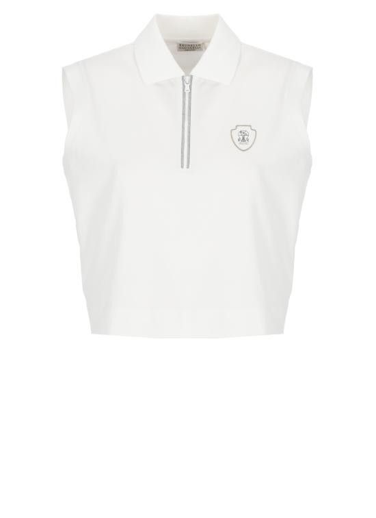 Brunello Cucinelli BRUNELLO CUCINELLI Women Polo Shirts ML944VD115 C159 White Size M / US 6-8 / IT 42-44 - 1 Thumbnail