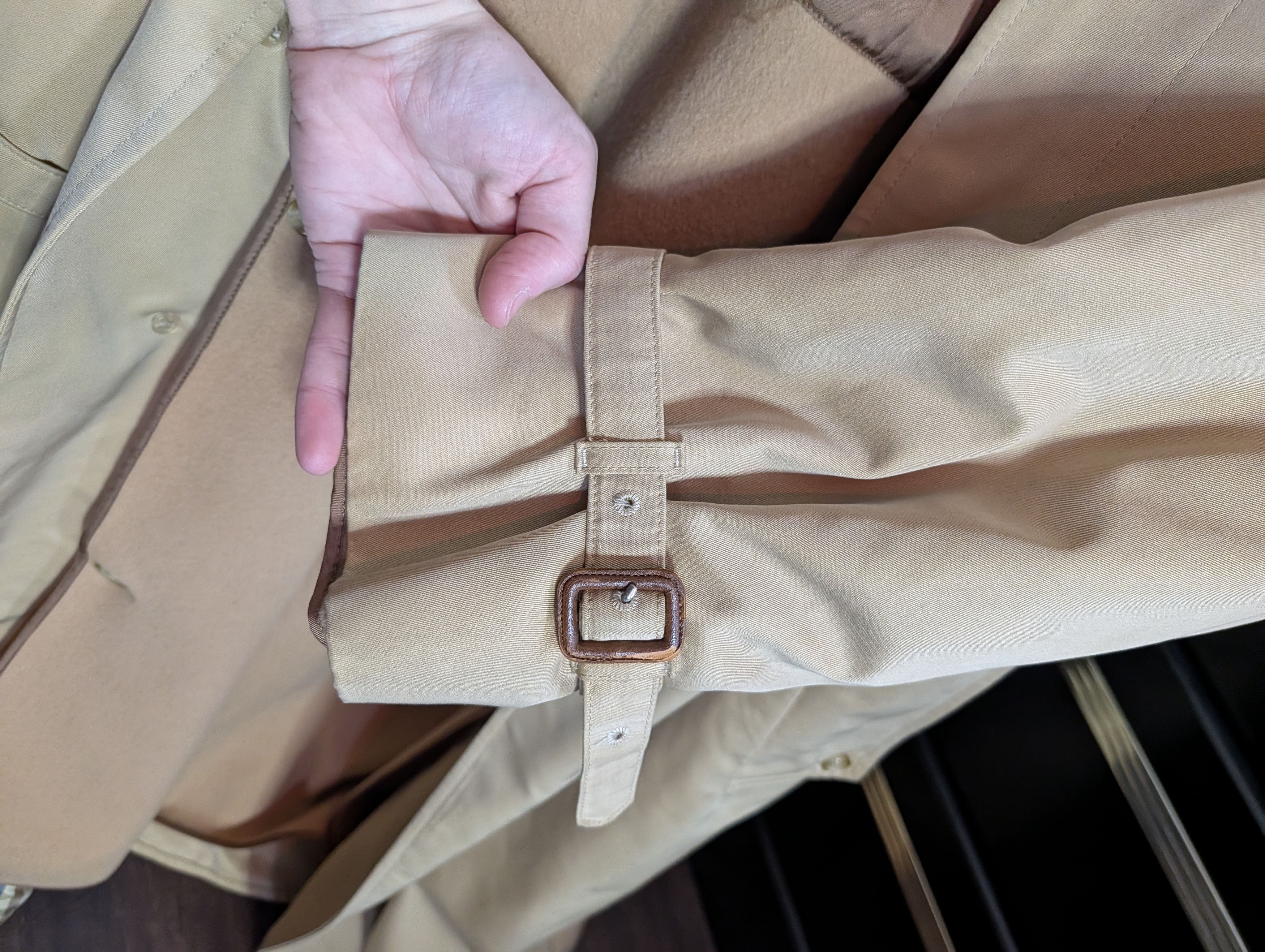 Aquascutum Khaki for Barney's wool lined leather buckle trench coat Size US L / EU 52-54 / 3 - 4 Thumbnail