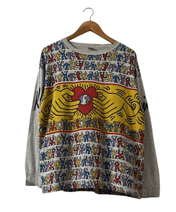 Andy Warhol × Keith Haring × Vintage Vintage 90s Keith Haring Popart Ovp Longsleeves Size US M / EU 48-50 / 2 - 1 Thumbnail