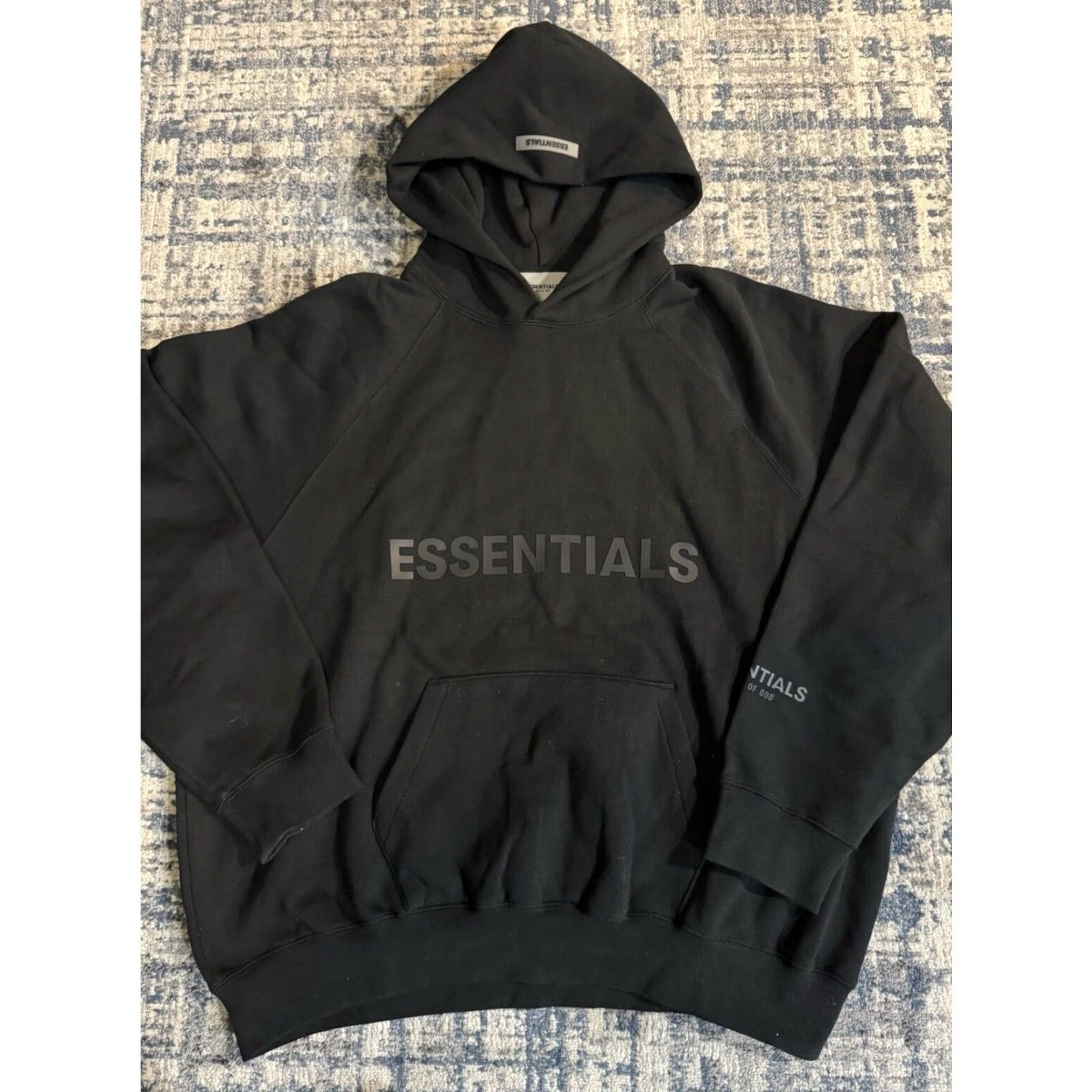 Essentials Fear Of God Essentials Hoodie Mens XL Black Pullover Hooded Logo Pockets Brand New NWT Designer Size US XL / EU 56 / 4 - 2 Thumbnail