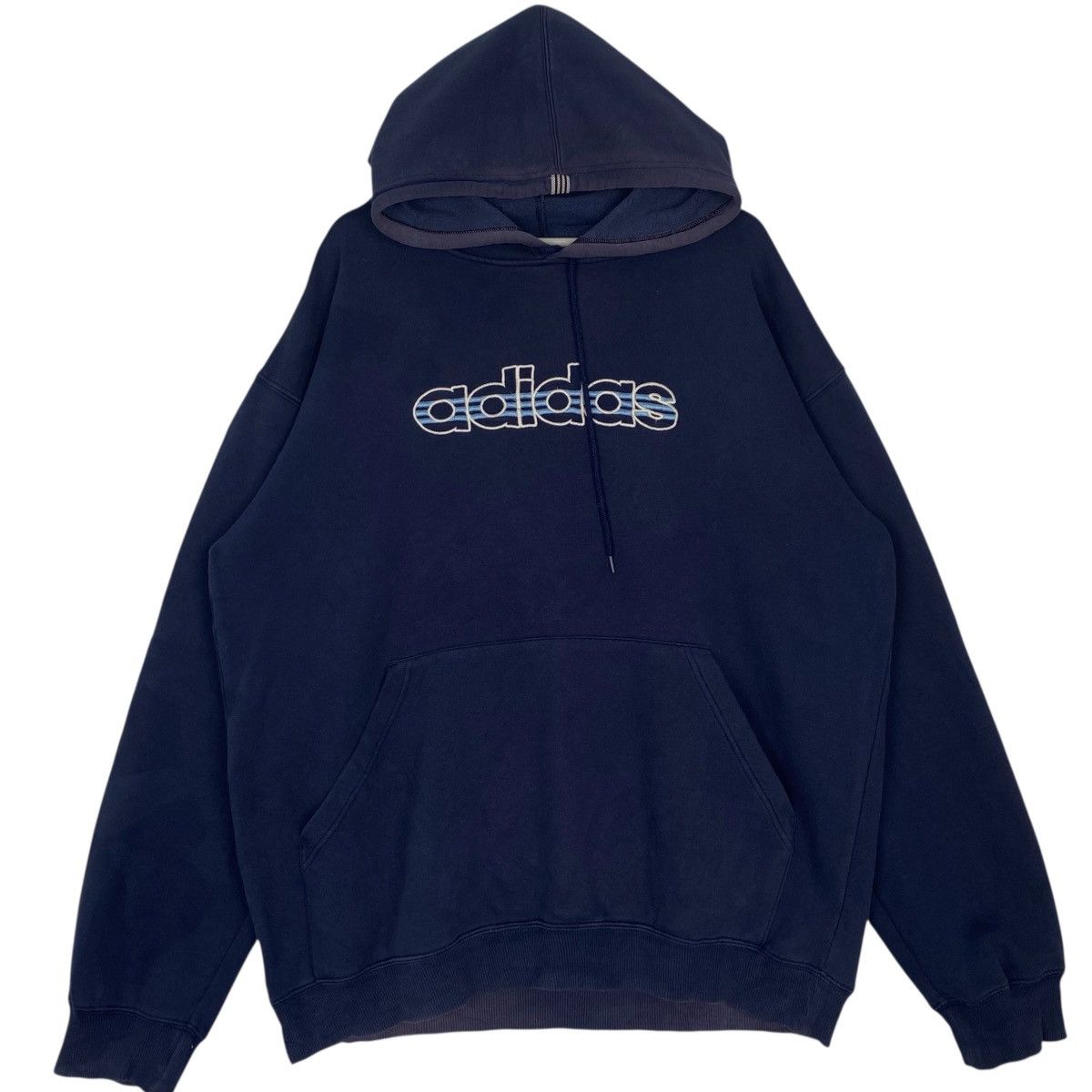 Other Vintage Adidas Printed Hoodie Sweater NavyBlue Size L Size US L / EU 52-54 / 3 - 1 Thumbnail