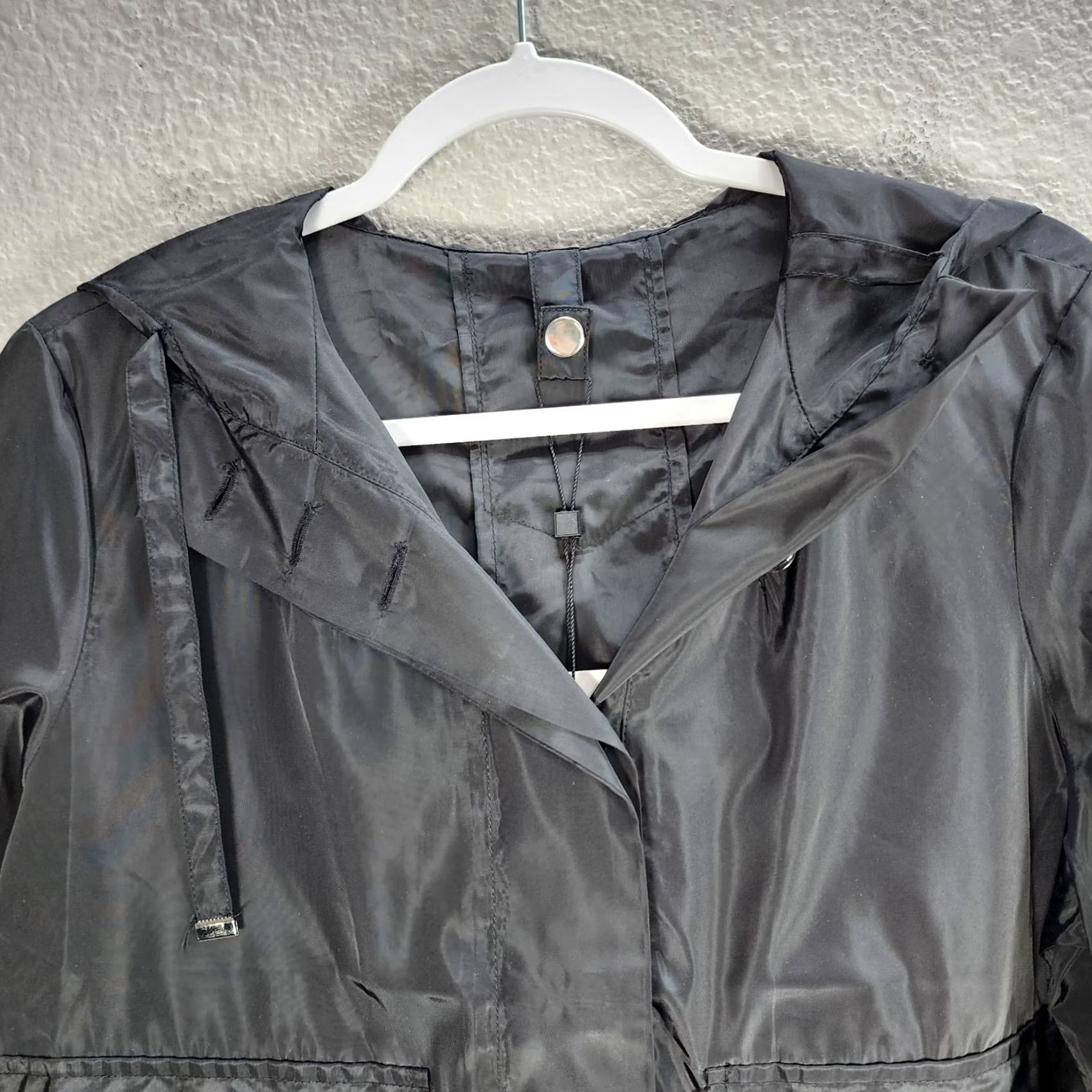Vintage Hilary Radley for Katherine Barclay Rescue Black A-line Cropped Hooded Jacket M Women Plus Polyester Jacket Hooded Size M / US 6-8 / IT 42-44 - 4 Thumbnail