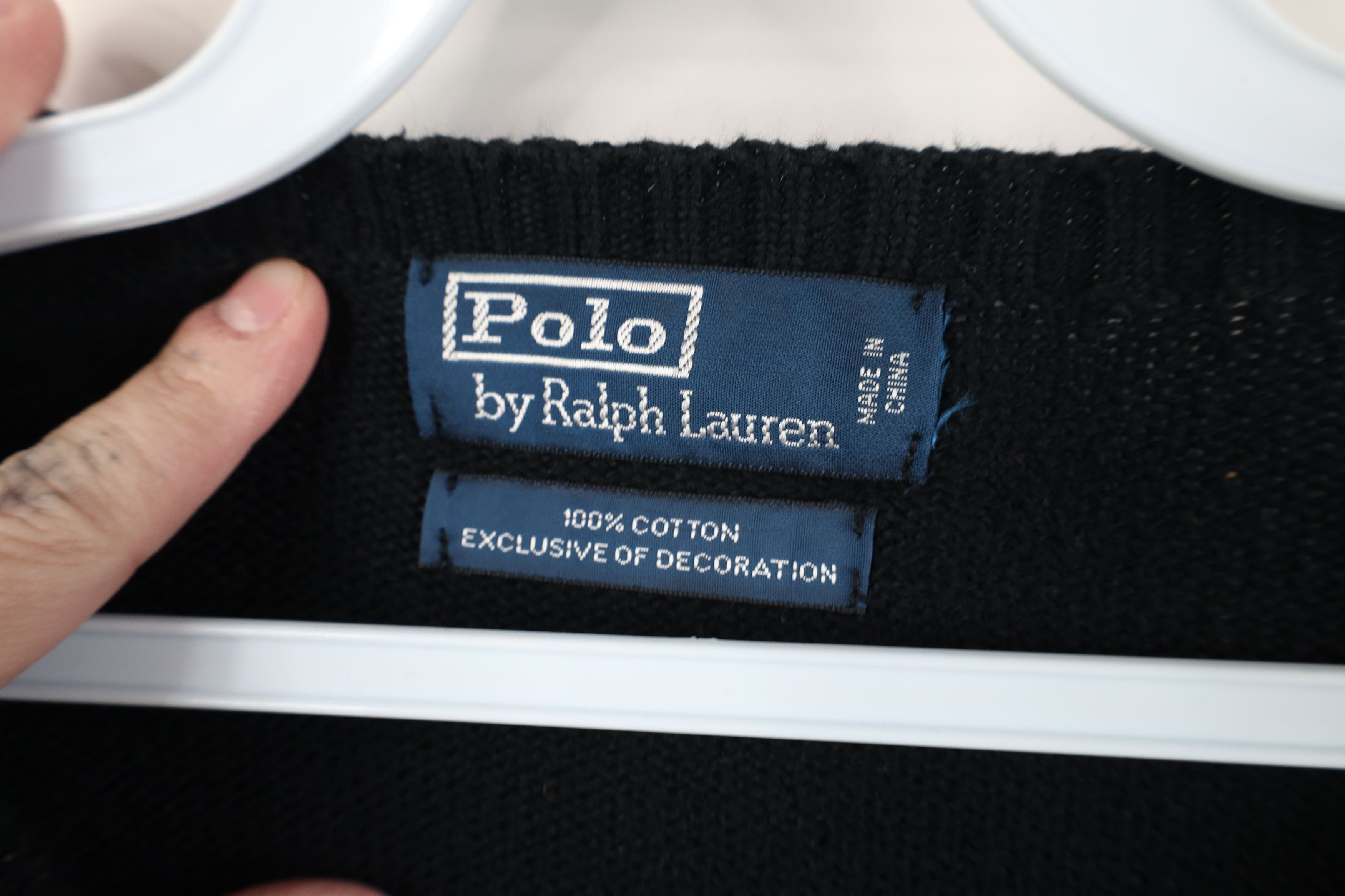 Ralph Lauren Vintage 90s Ralph Lauren Cotton Knit Crewneck Sweater Black Size US XL / EU 56 / 4 - 5 Thumbnail