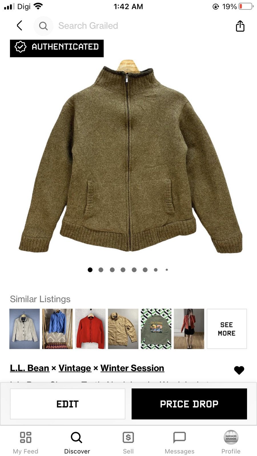 L.L. Bean L.L. Bean Sherpa Turtle Neck Lambs Wool Jacket #A21-0498 Size L / US 10 / IT 46 - 11 Thumbnail