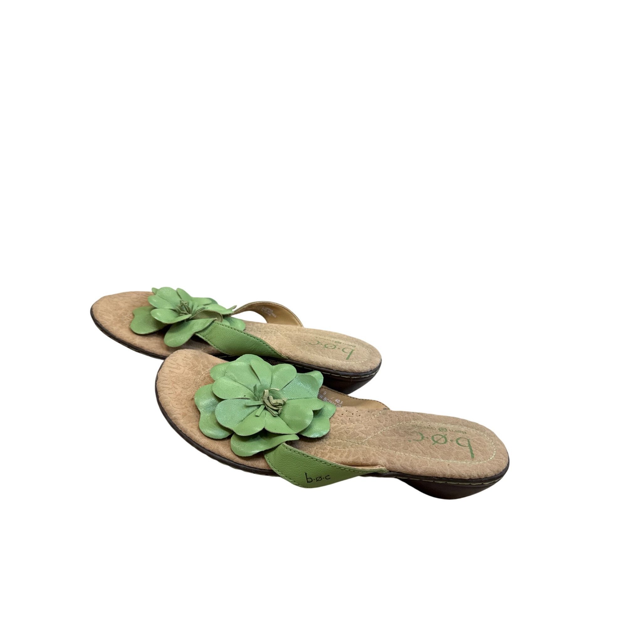 Boc B.O.C Womens Green Beige Leather Floral Slip-On Sandals Size Size US 9 / IT 39 - 3 Thumbnail