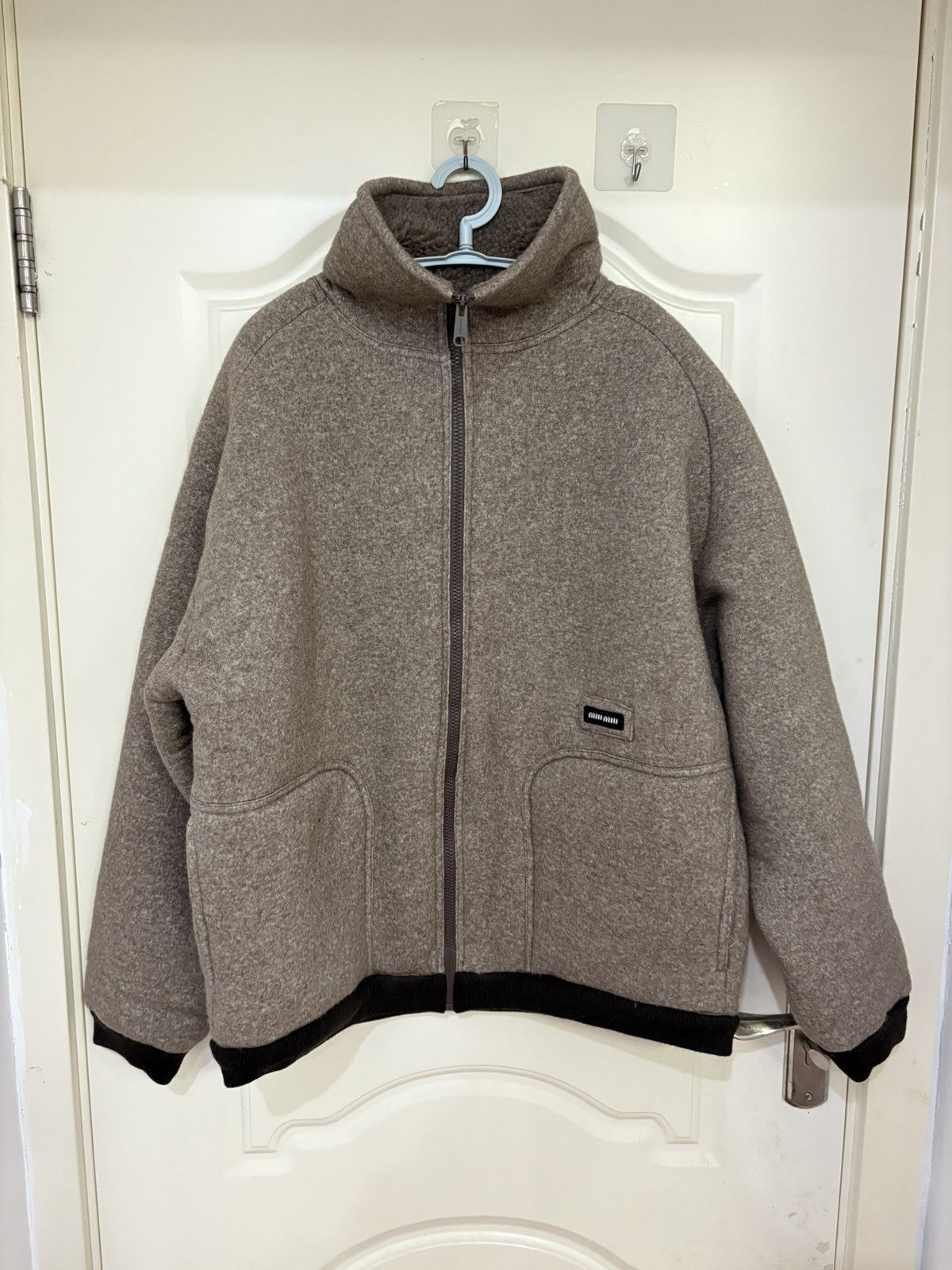 Miu Miu FW25 Fleece Logo Bomber Jacket Size US L / EU 52-54 / 3 - 1 Thumbnail