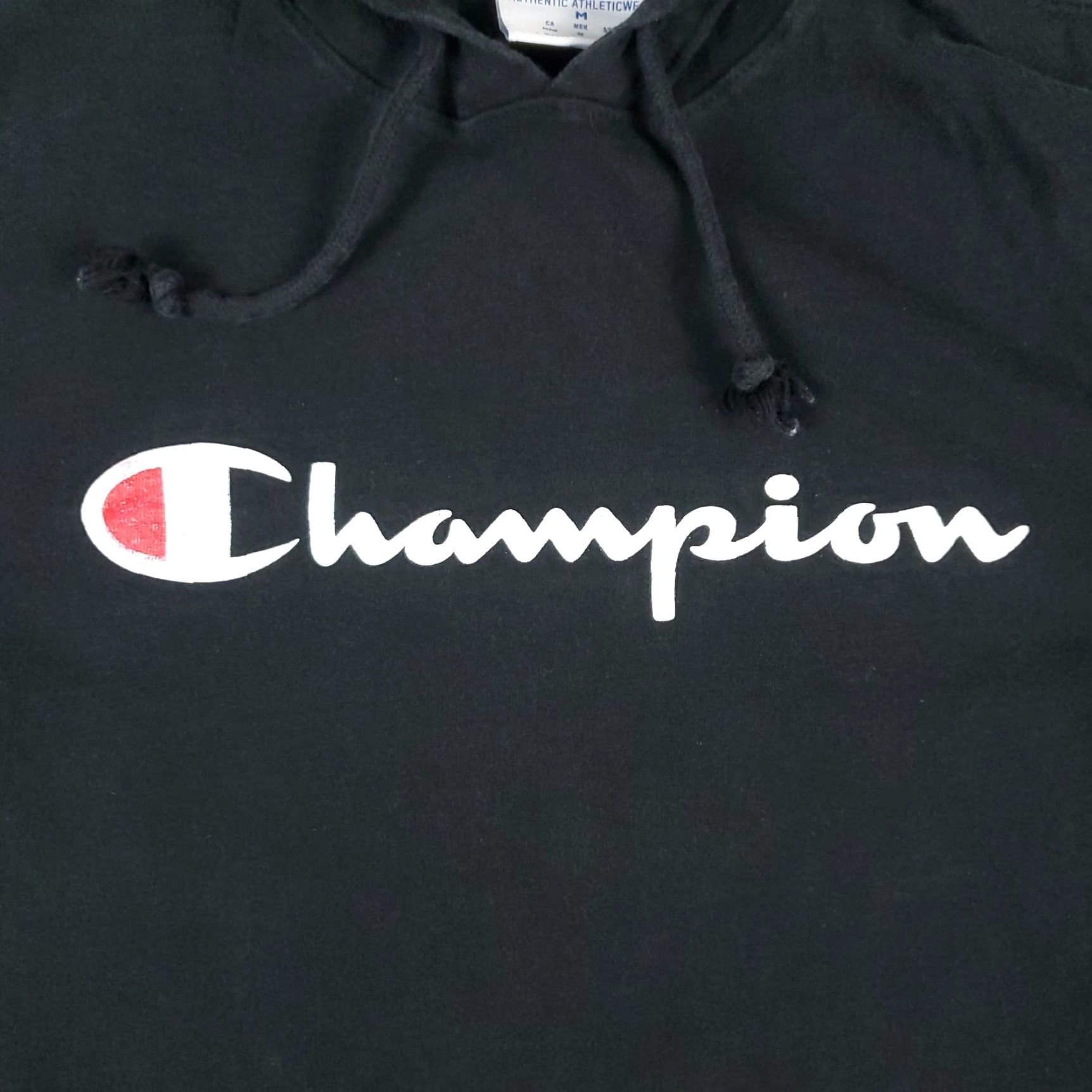 Champion VINTAGE Champion Shirt Mens Medium Black Hooded T-Shirt Regular Fit All Seasons Logo Long Sleeve Mens Size US M / EU 48-50 / 2 - 2 Thumbnail