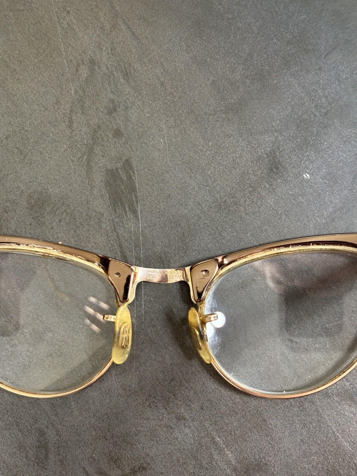Shuron 1960s Shuron Frames Vintage Eyeglasses Horn Rim USA Gold Size ONE SIZE - 14 Thumbnail